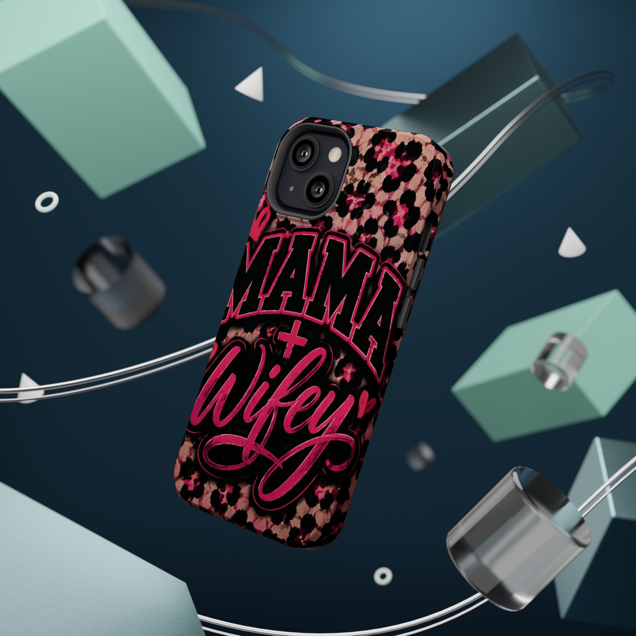 Phone Case — Pink Leopard "Mama Wifey" Magnetic Impact-Resistant Case