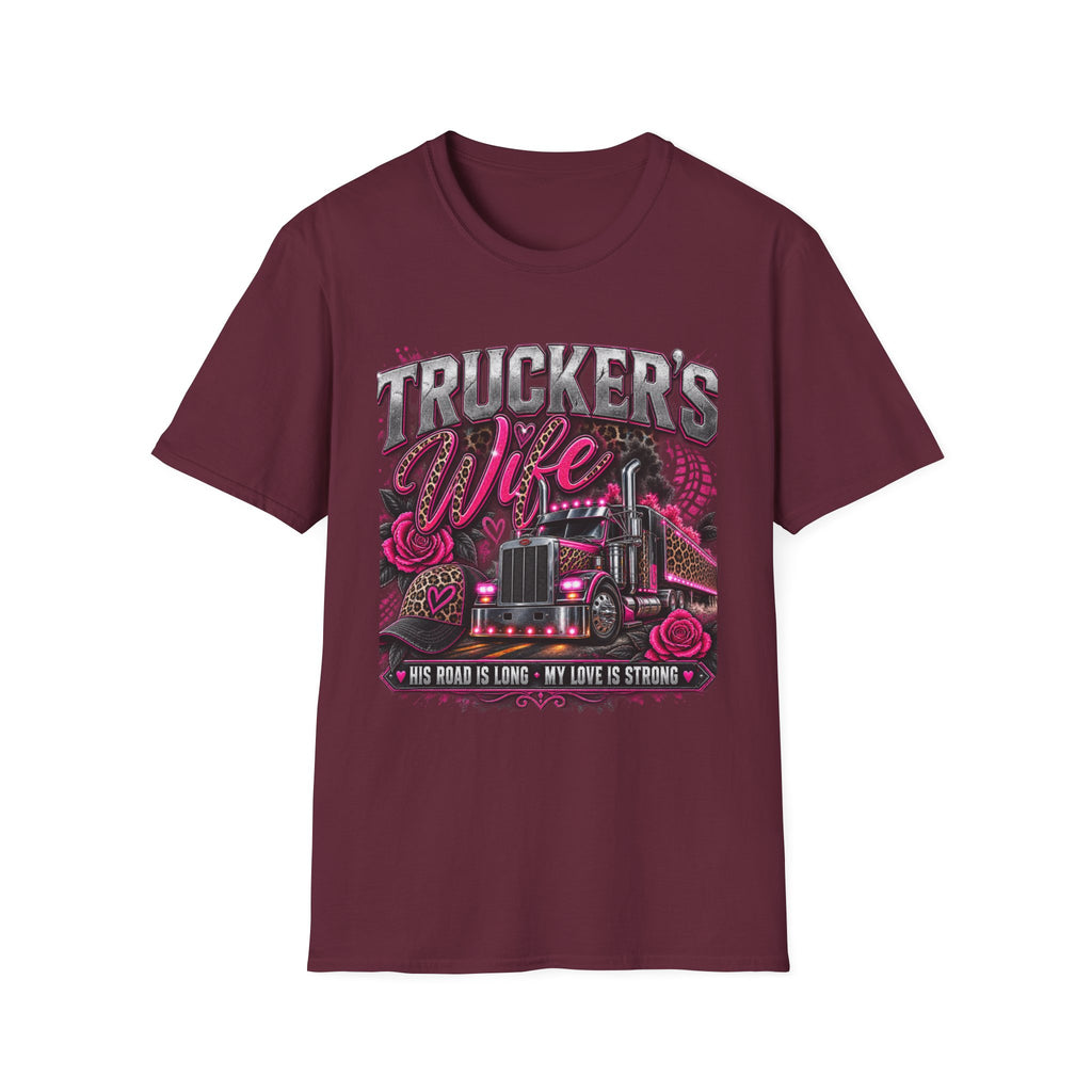 Trucker's Wife T-Shirt — Pink Heart Truck Tee for Trucking Wives