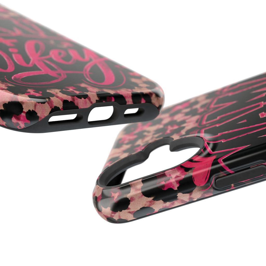 Phone Case — Pink Leopard "Mama Wifey" Magnetic Impact-Resistant Case