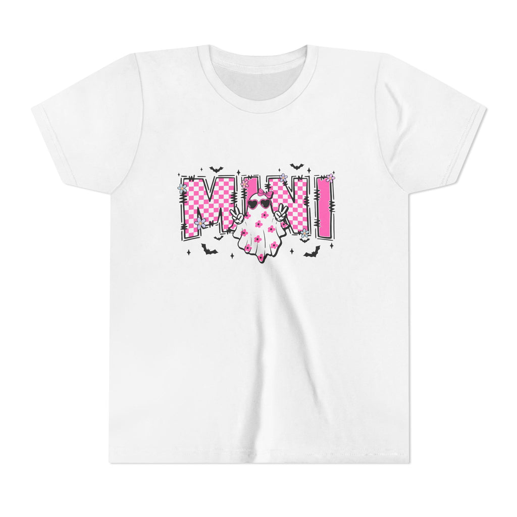 Youth Tee – 'Mimi' Pink Checker Ghost Graphic Kids Shirt