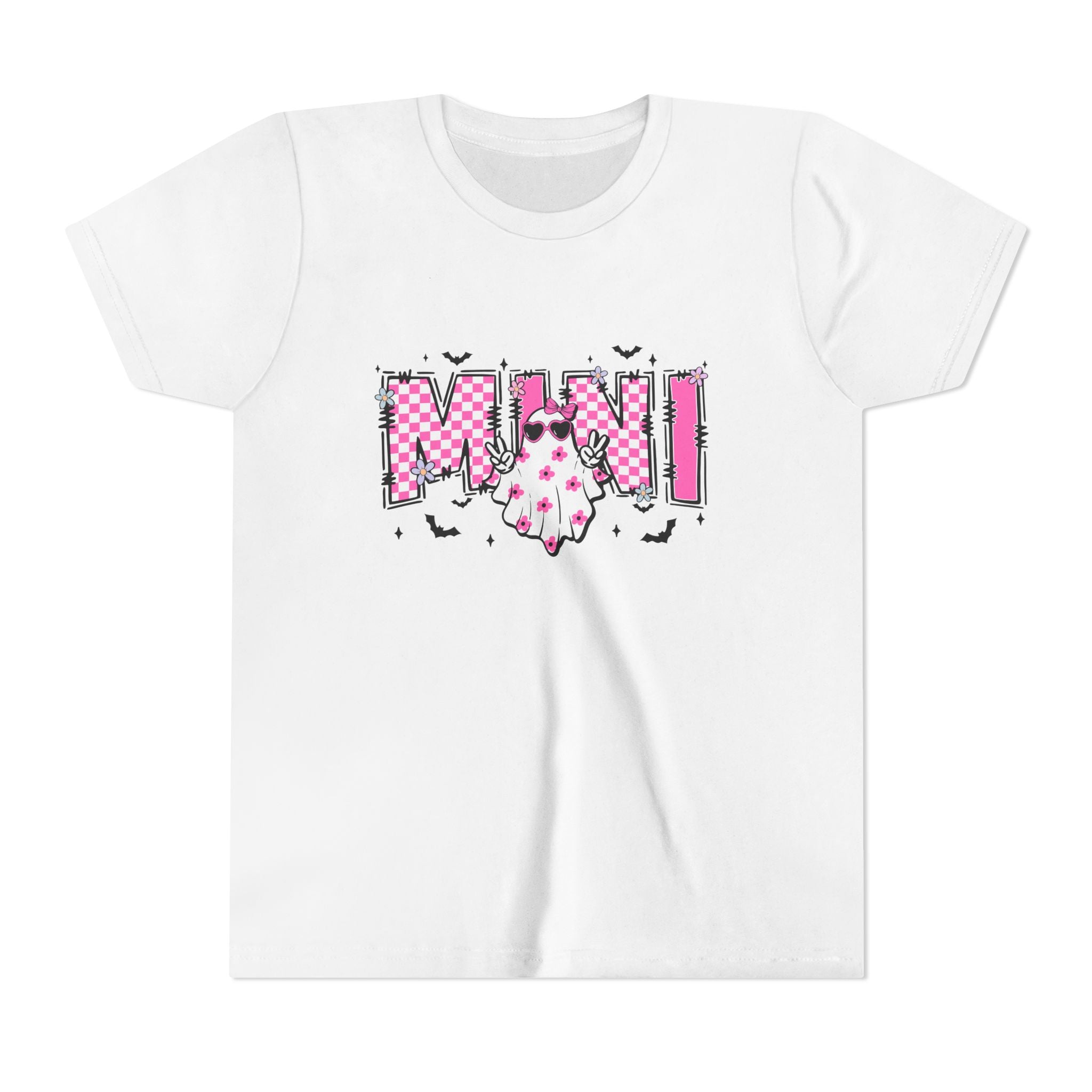 Youth Tee – 'Mimi' Pink Checker Ghost Graphic Kids Shirt