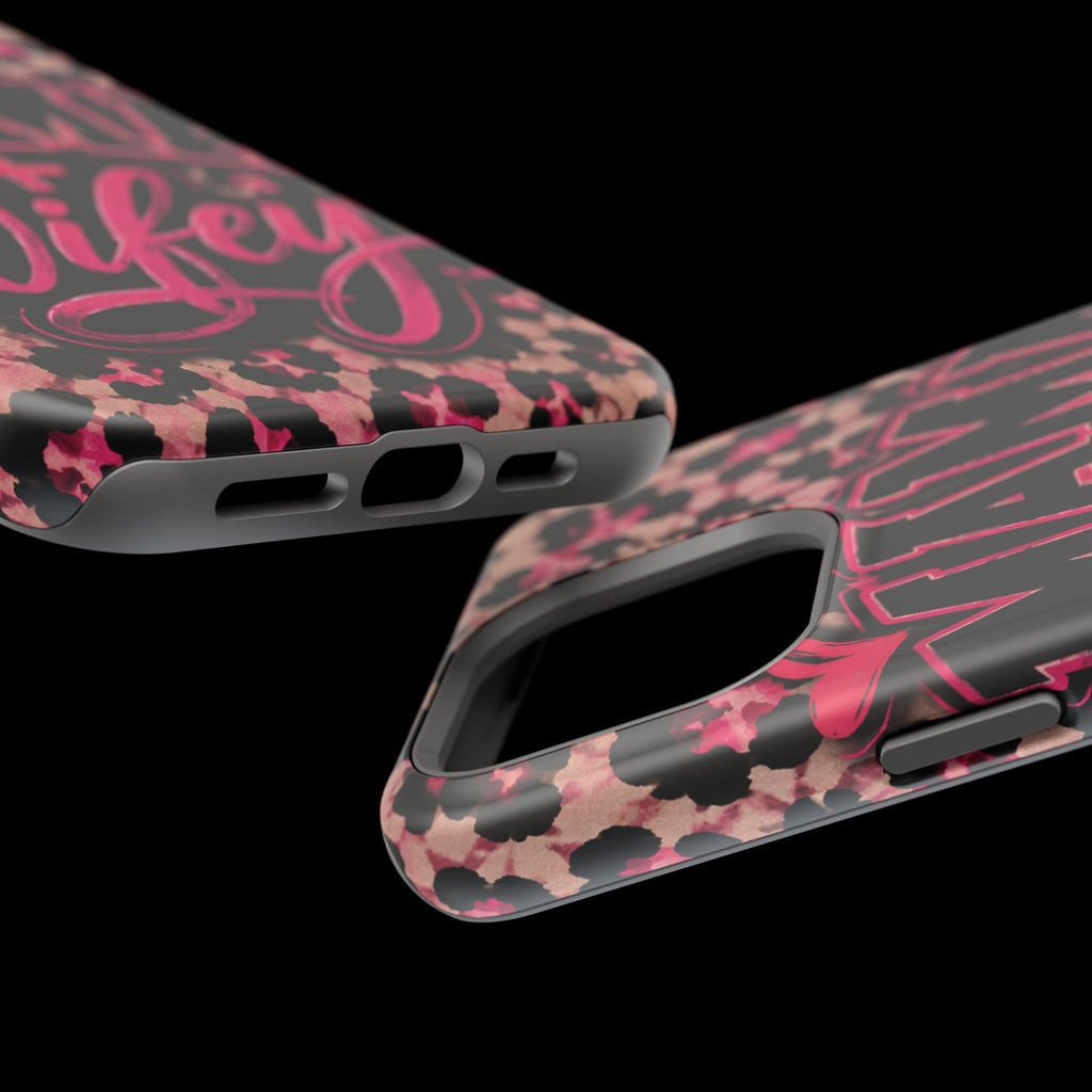 Phone Case — Pink Leopard "Mama Wifey" Magnetic Impact-Resistant Case