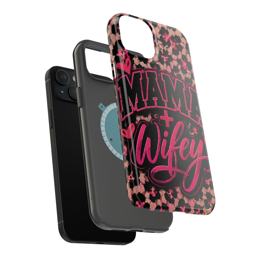 Phone Case — Pink Leopard "Mama Wifey" Magnetic Impact-Resistant Case