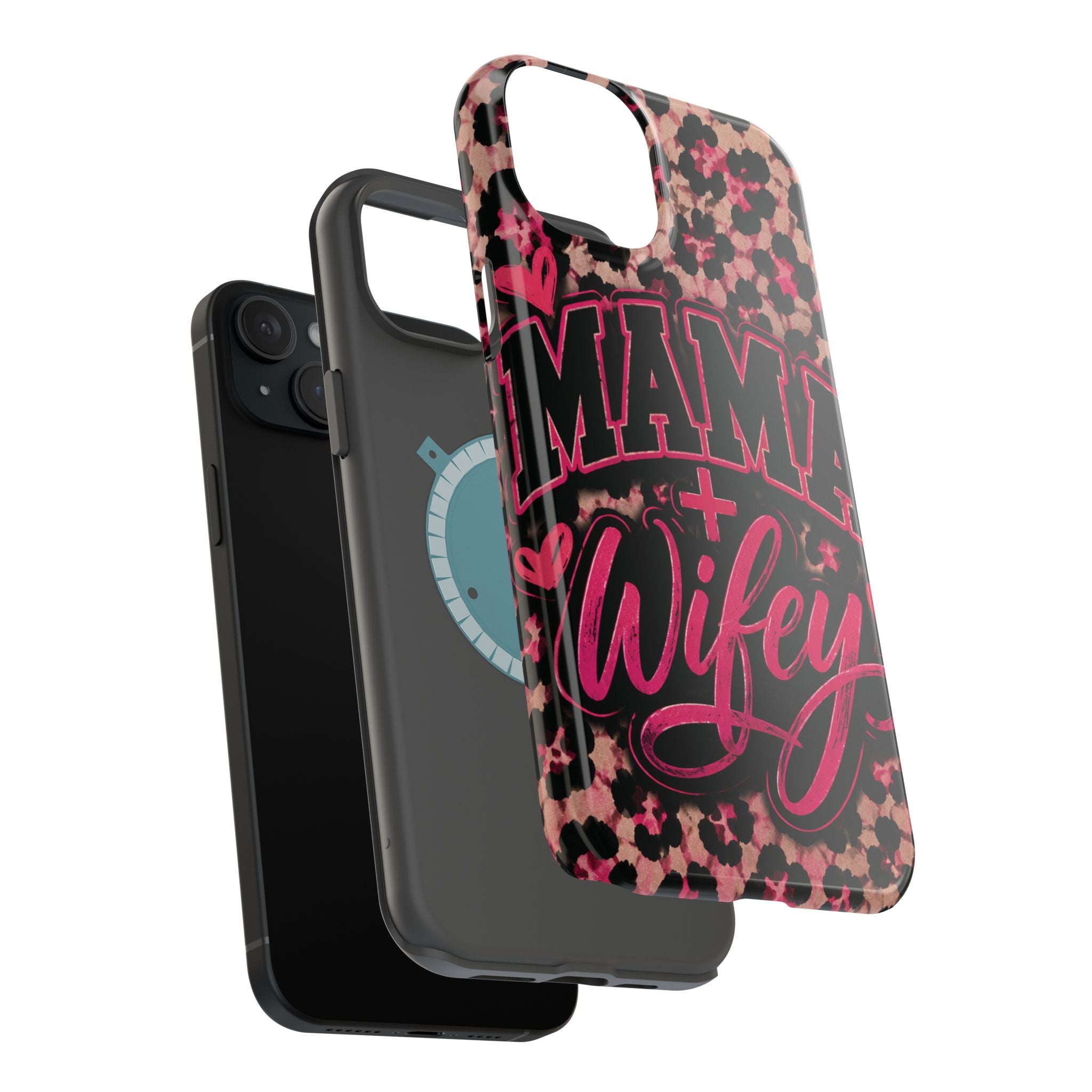 Phone Case — Pink Leopard "Mama Wifey" Magnetic Impact-Resistant Case