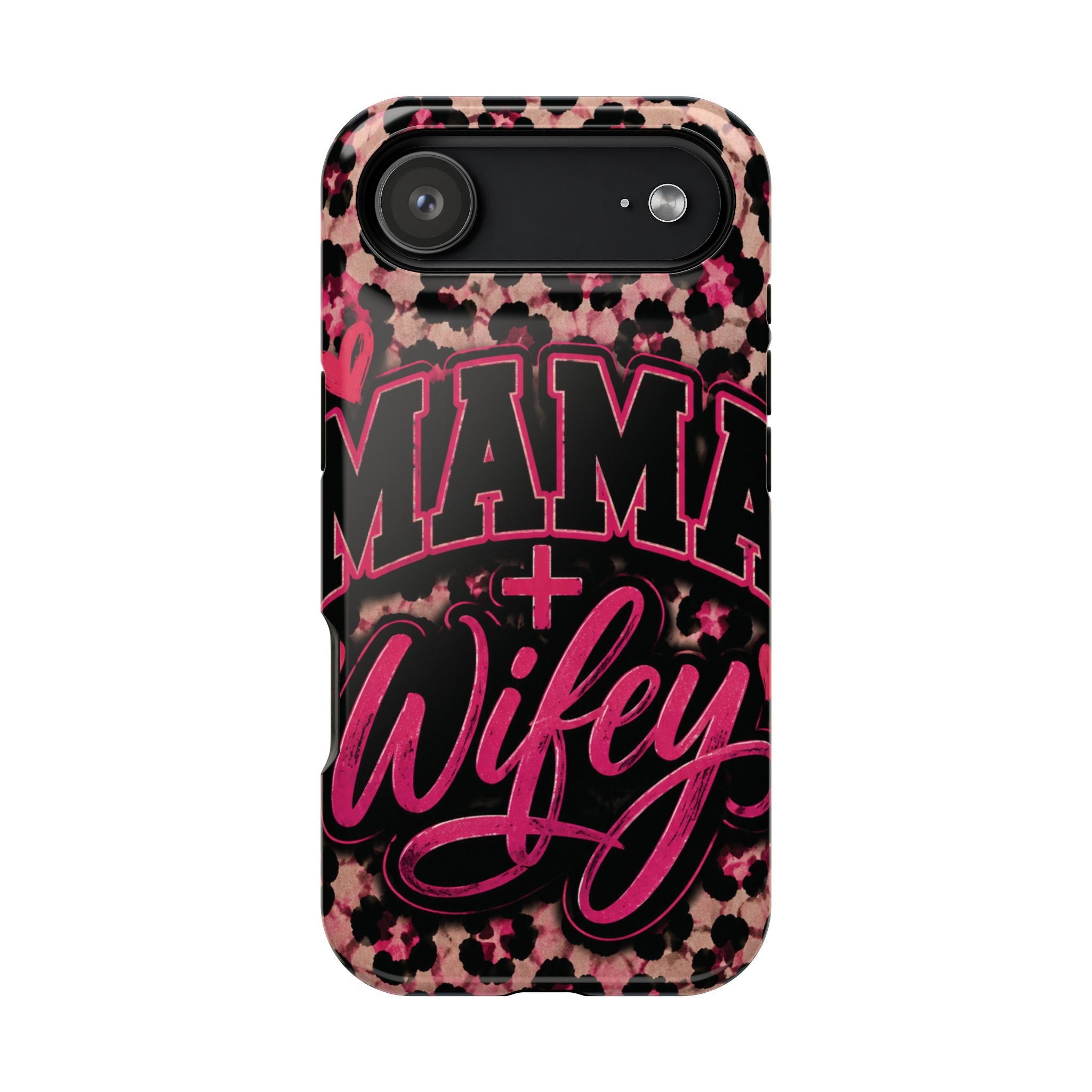 Phone Case — Pink Leopard "Mama Wifey" Magnetic Impact-Resistant Case