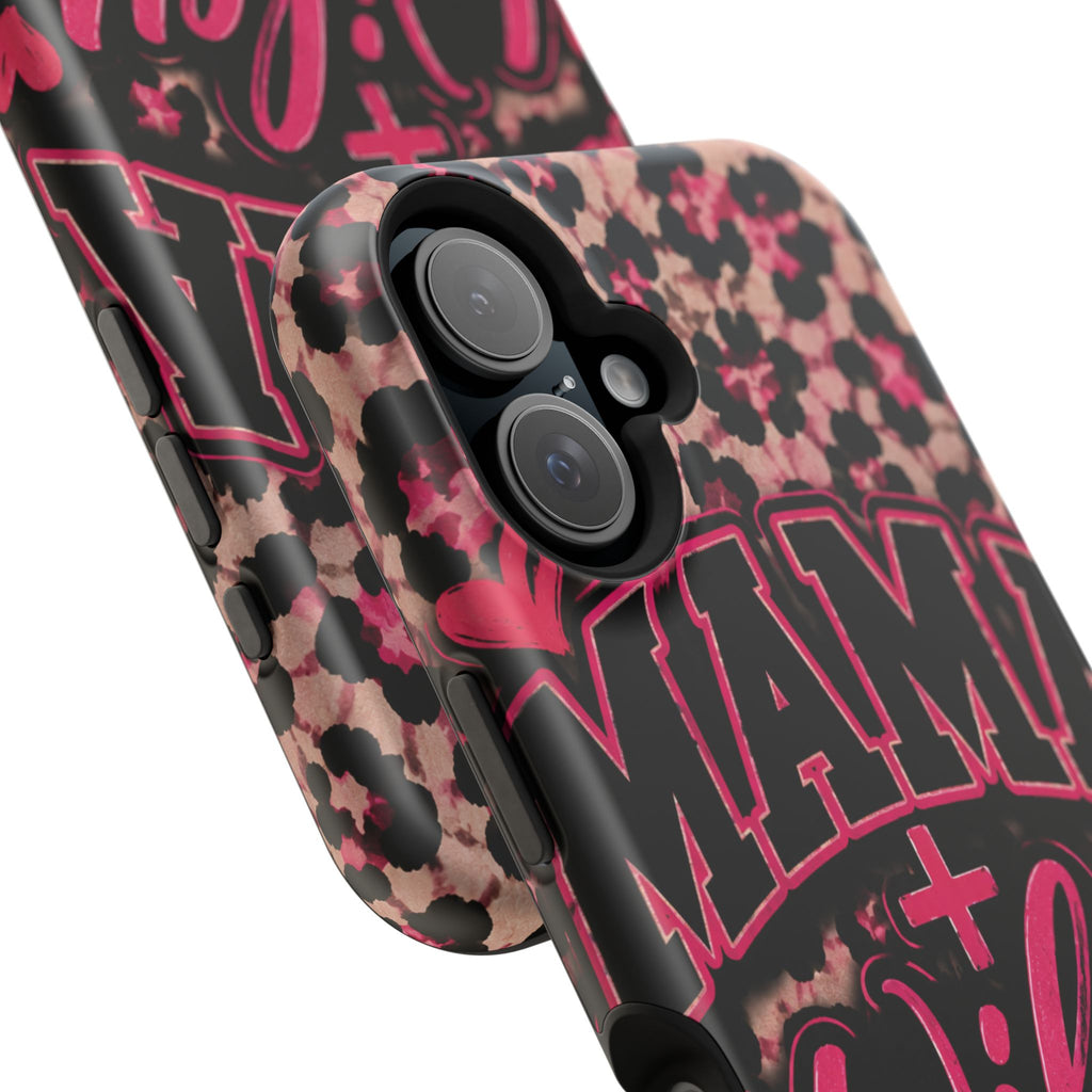 Phone Case — Pink Leopard "Mama Wifey" Magnetic Impact-Resistant Case