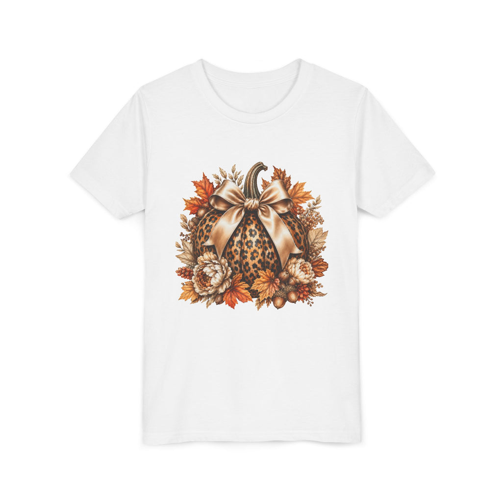 Youth Tee — Leopard Pumpkin Fall Graphic Shirt