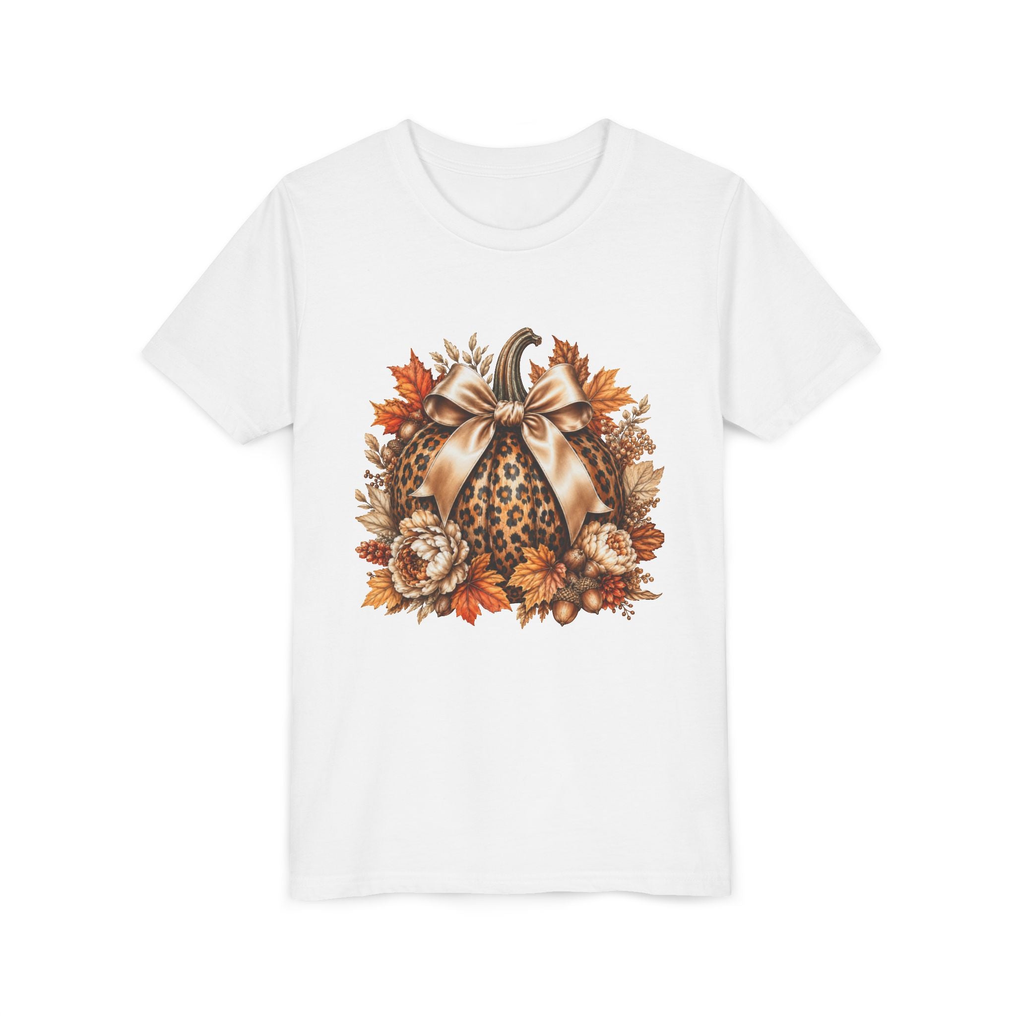 Youth Tee — Leopard Pumpkin Fall Graphic Shirt
