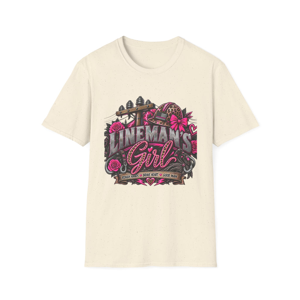 Lineman's Girl T-Shirt — Pink Floral Lineman Crew Tee