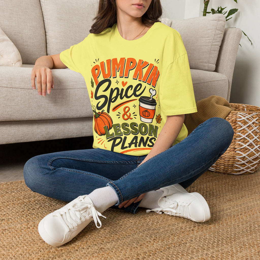 Pumpkin Spice & Lesson Plans T-Shirt — Cozy Fall Teacher Shirt