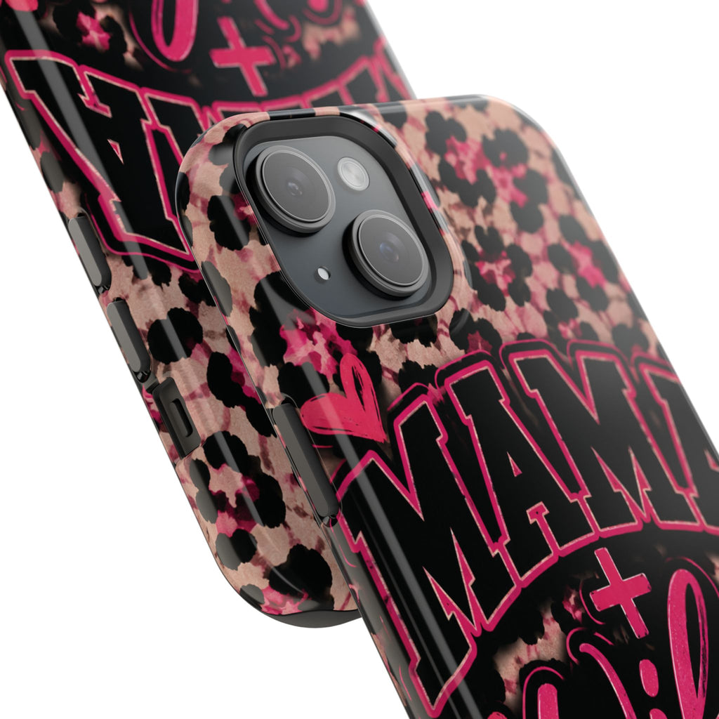 Phone Case — Pink Leopard "Mama Wifey" Magnetic Impact-Resistant Case