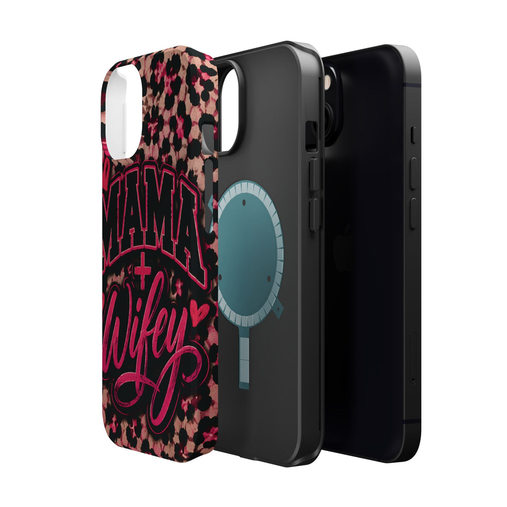 Phone Case — Pink Leopard "Mama Wifey" Magnetic Impact-Resistant Case