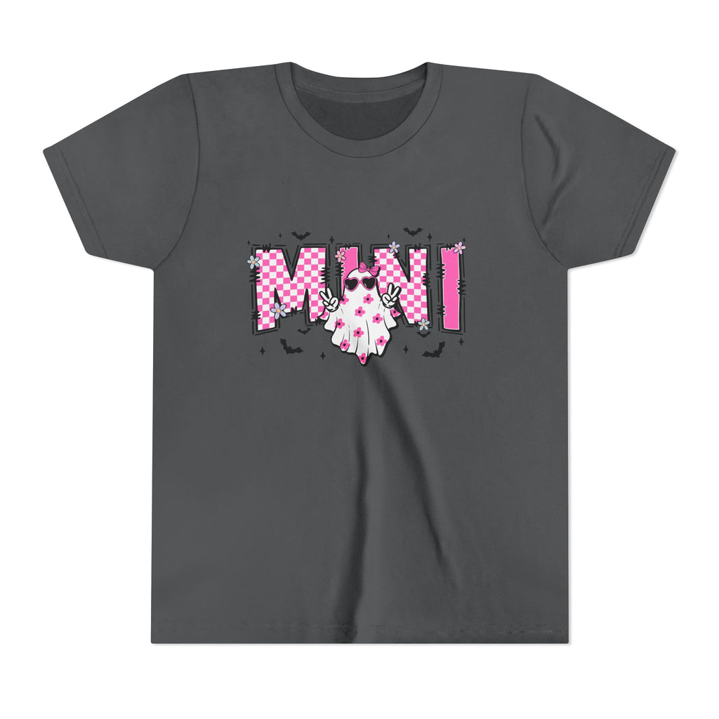 Youth Tee – 'Mimi' Pink Checker Ghost Graphic Kids Shirt