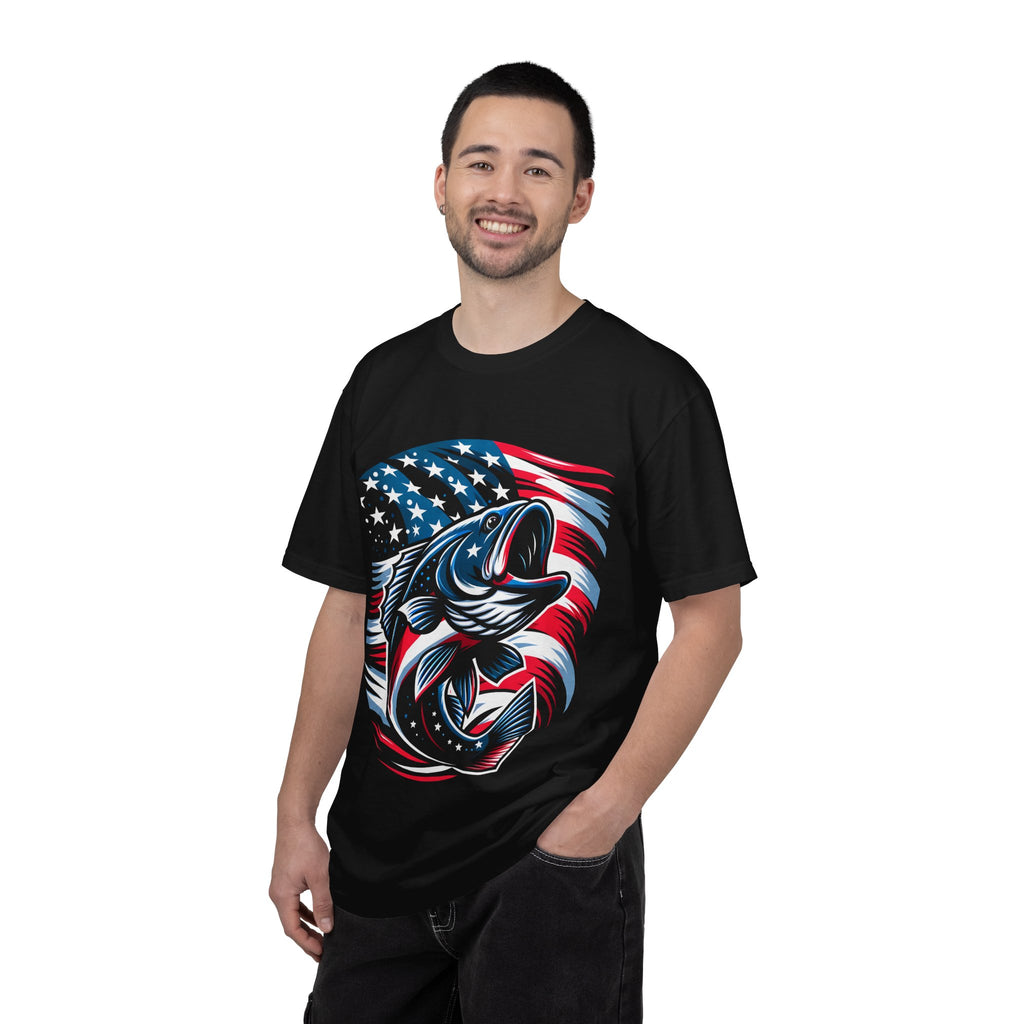 American Flag Bass T-Shirt — Patriotic Fishing Tee