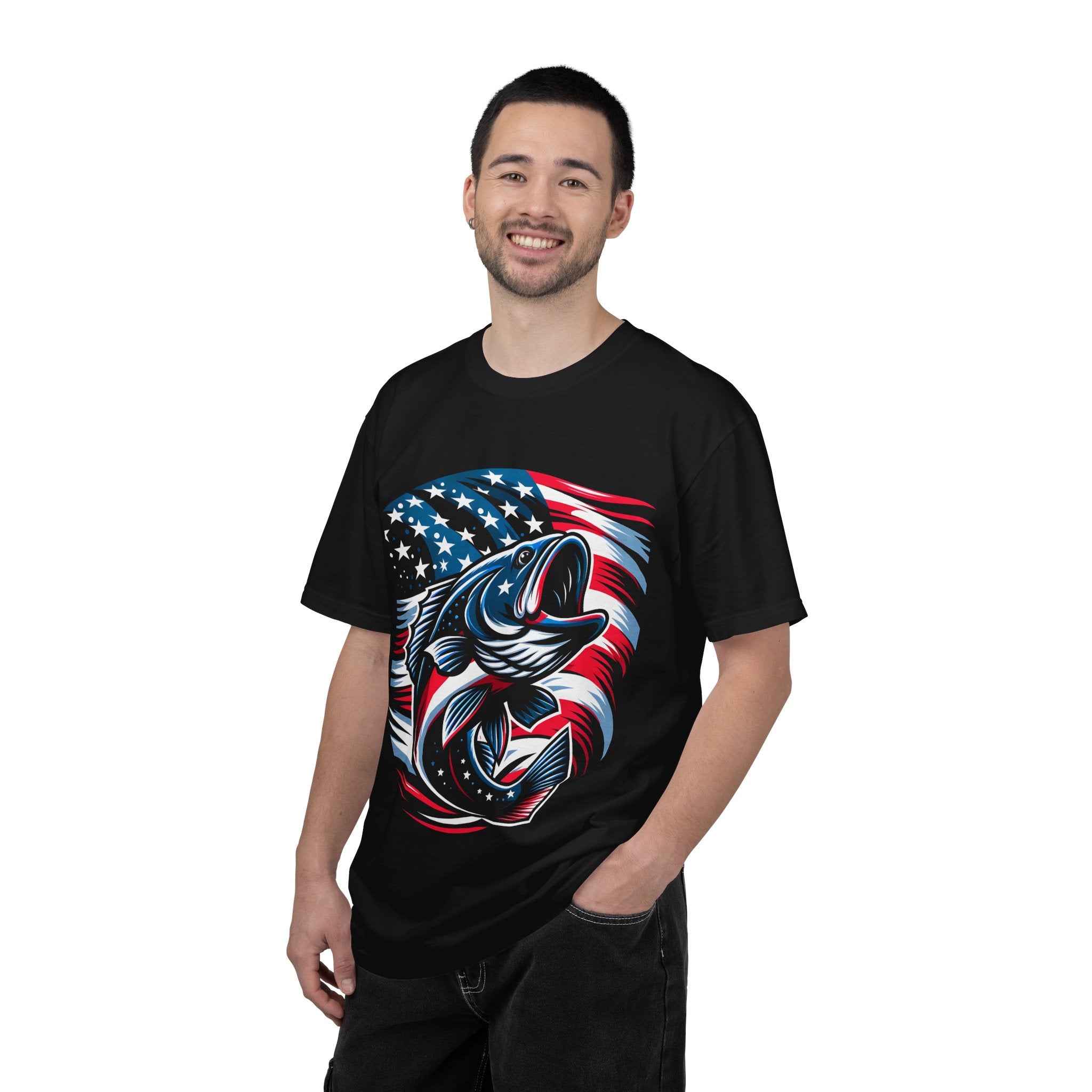American Flag Bass T-Shirt — Patriotic Fishing Tee