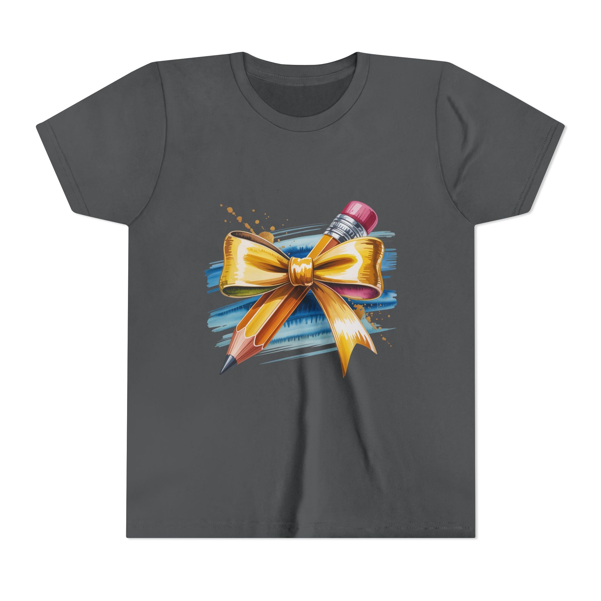 Youth Tee — Pencil with Gold Bow Back-to-School