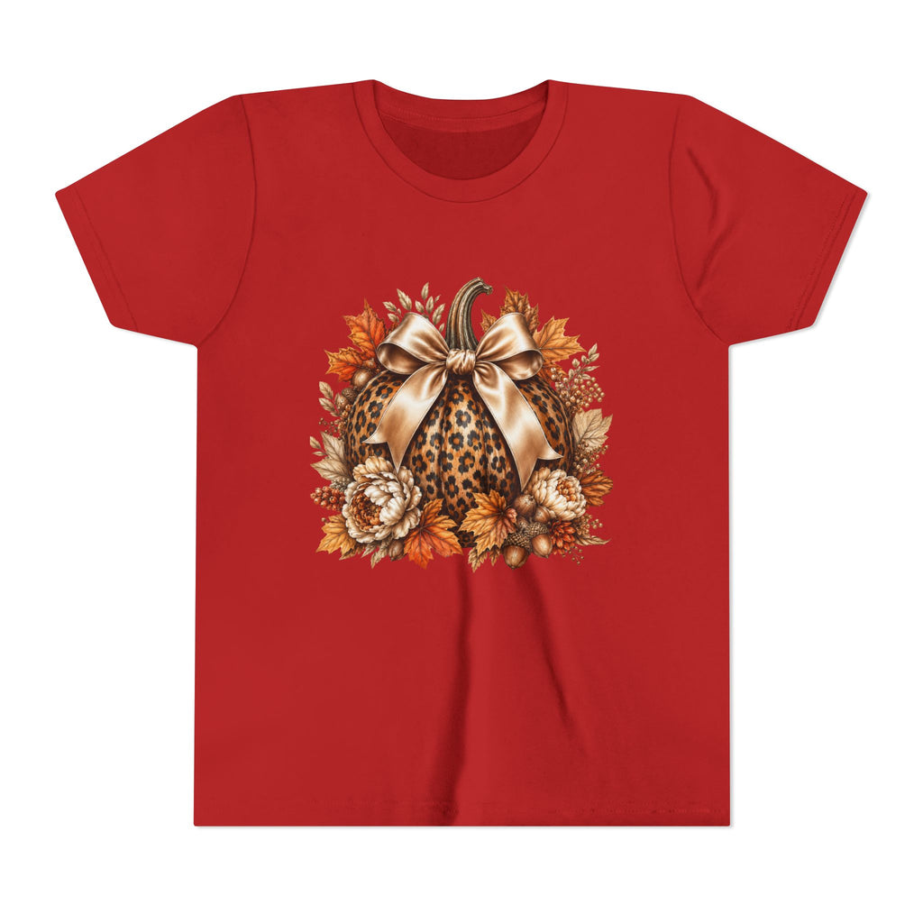 Youth Tee — Leopard Pumpkin Fall Graphic Shirt