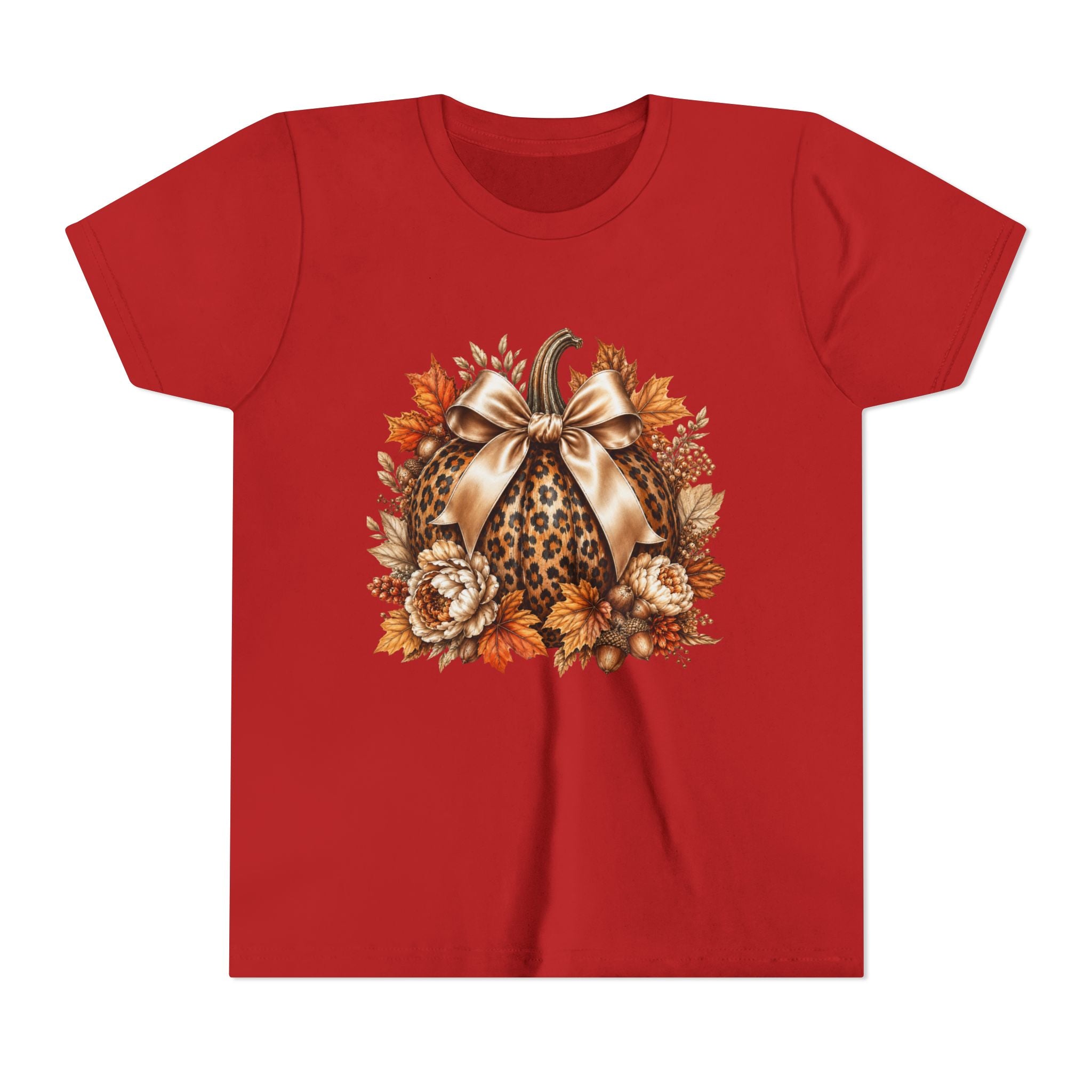 Youth Tee — Leopard Pumpkin Fall Graphic Shirt