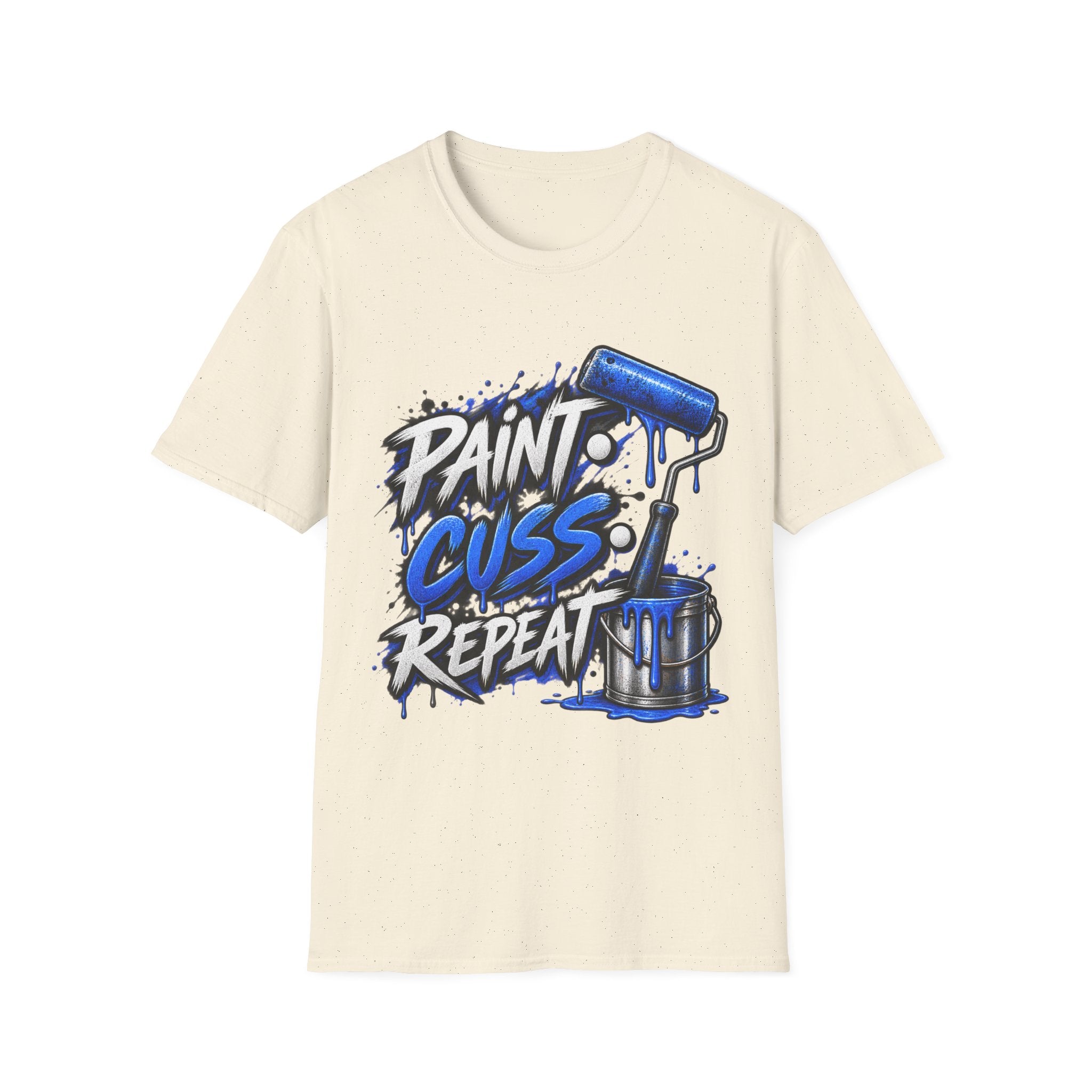 Paint, Cuss, Repeat T-Shirt — Graphic Painter Roller Design