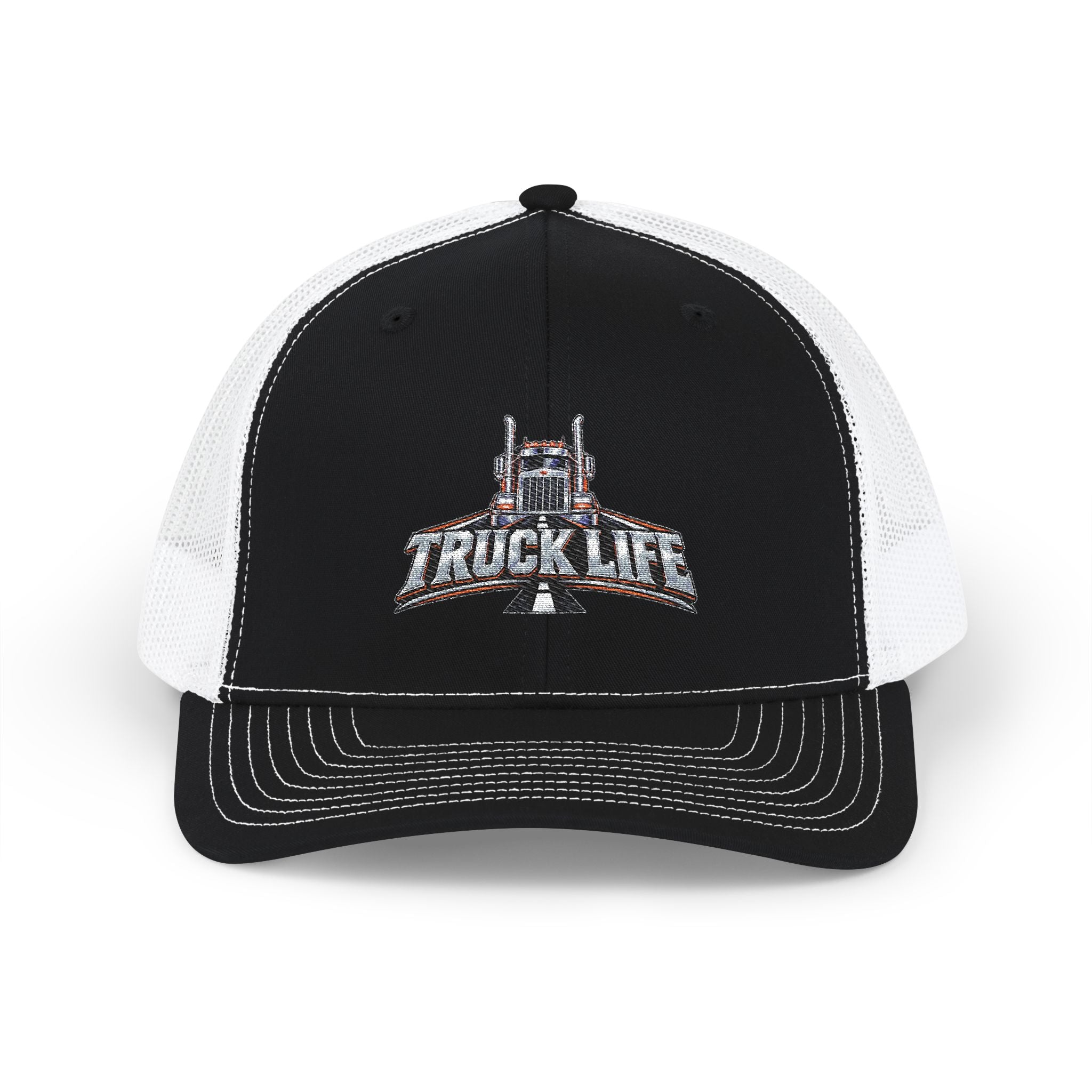 Truck Life Snapback Trucker Cap — Embroidered Semi Truck Dad Hat for Truckers & Road Lovers