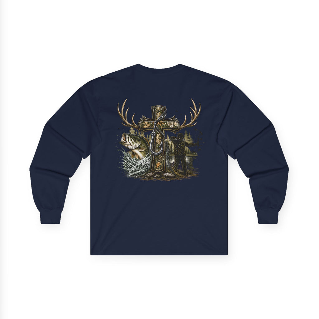Long Sleeve Tee — Fisherman Cross & Bass Graphic