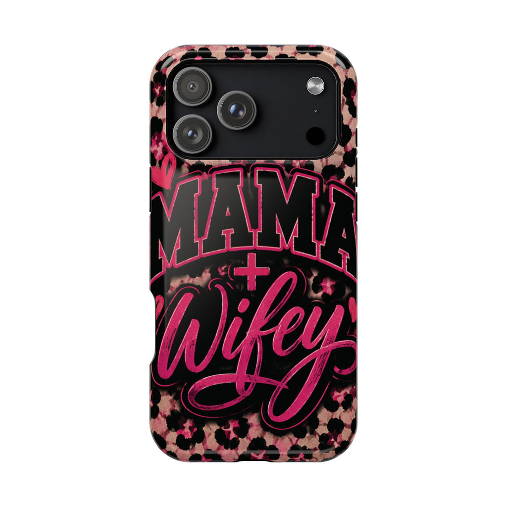 Phone Case — Pink Leopard "Mama Wifey" Magnetic Impact-Resistant Case