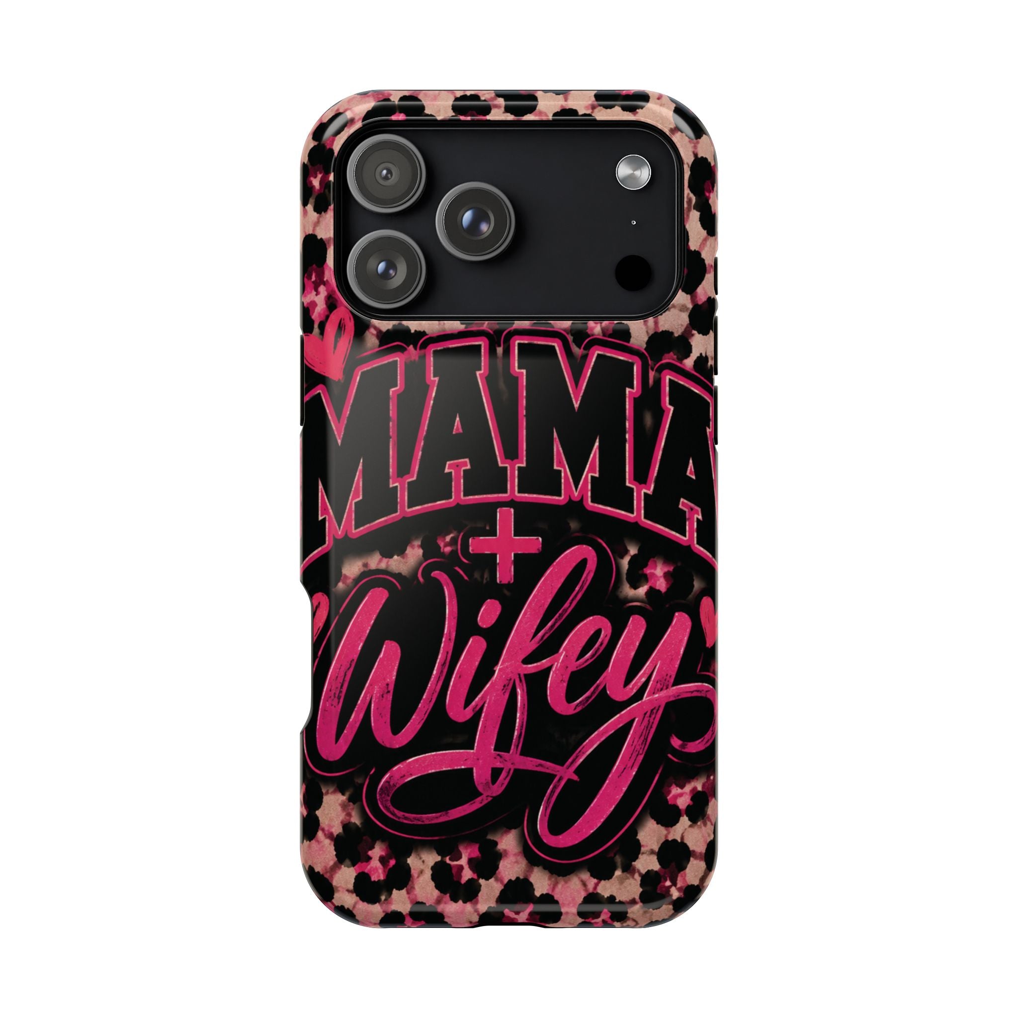 Phone Case — Pink Leopard "Mama Wifey" Magnetic Impact-Resistant Case