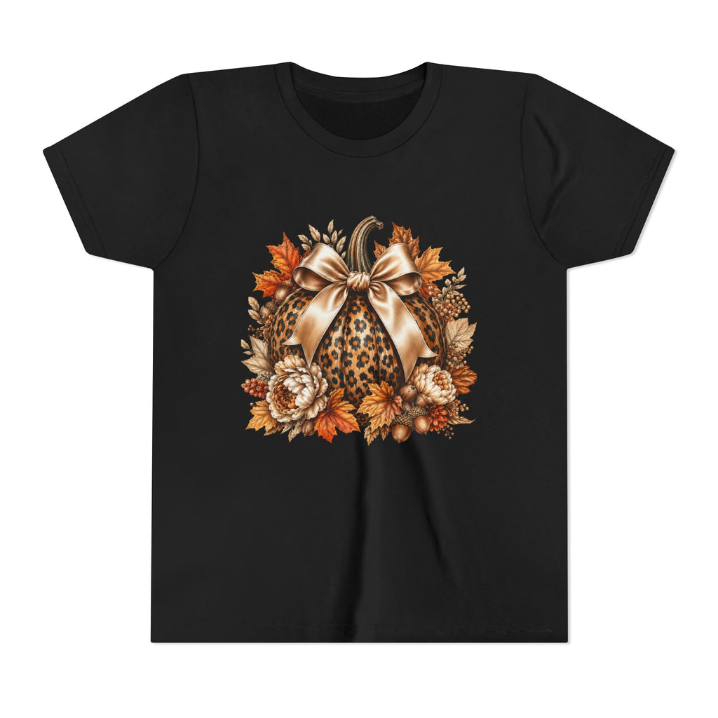 Youth Tee — Leopard Pumpkin Fall Graphic Shirt