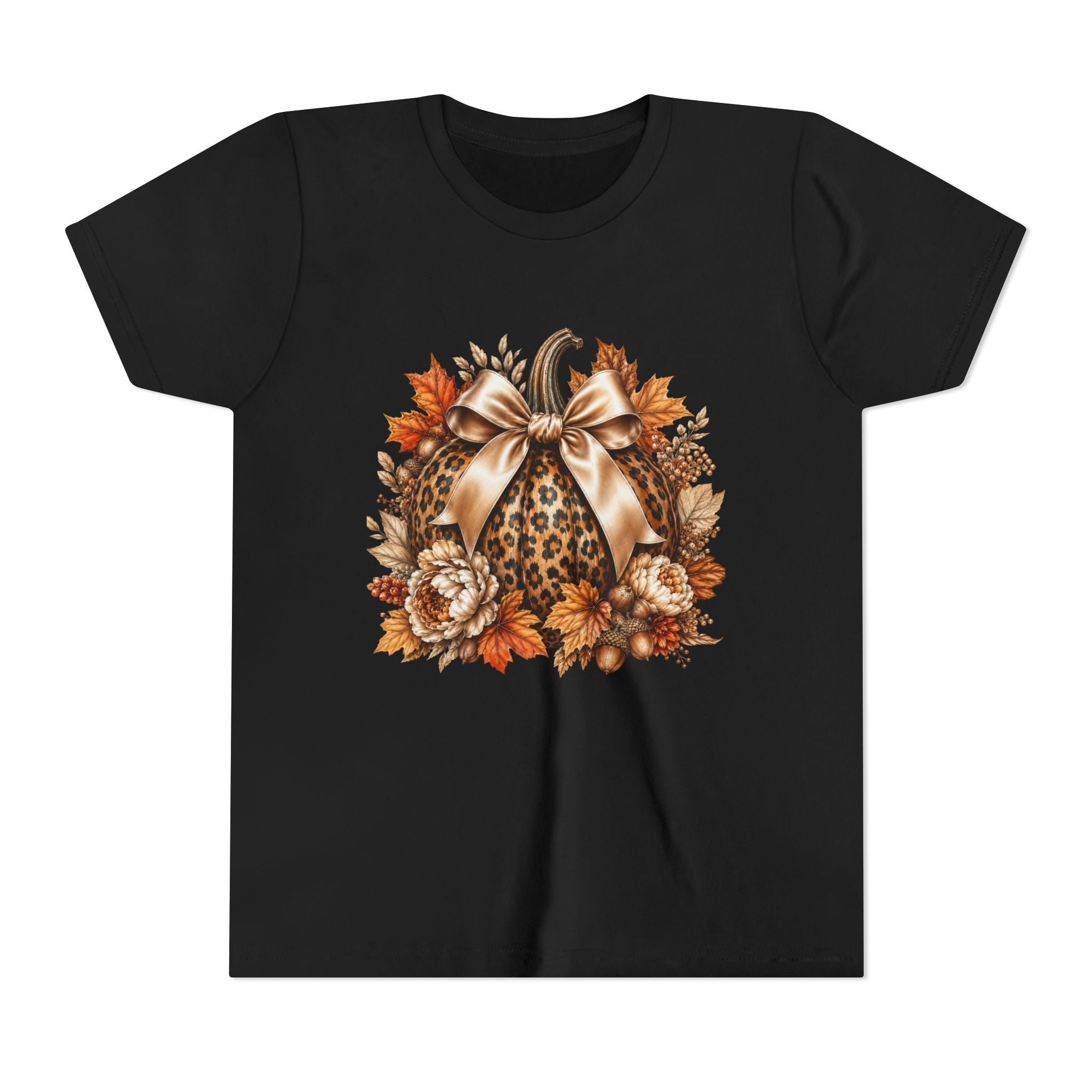 Youth Tee — Leopard Pumpkin Fall Graphic Shirt