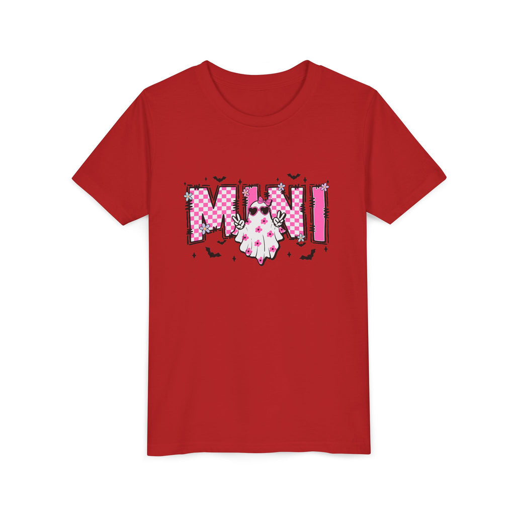 Youth Tee – 'Mimi' Pink Checker Ghost Graphic Kids Shirt