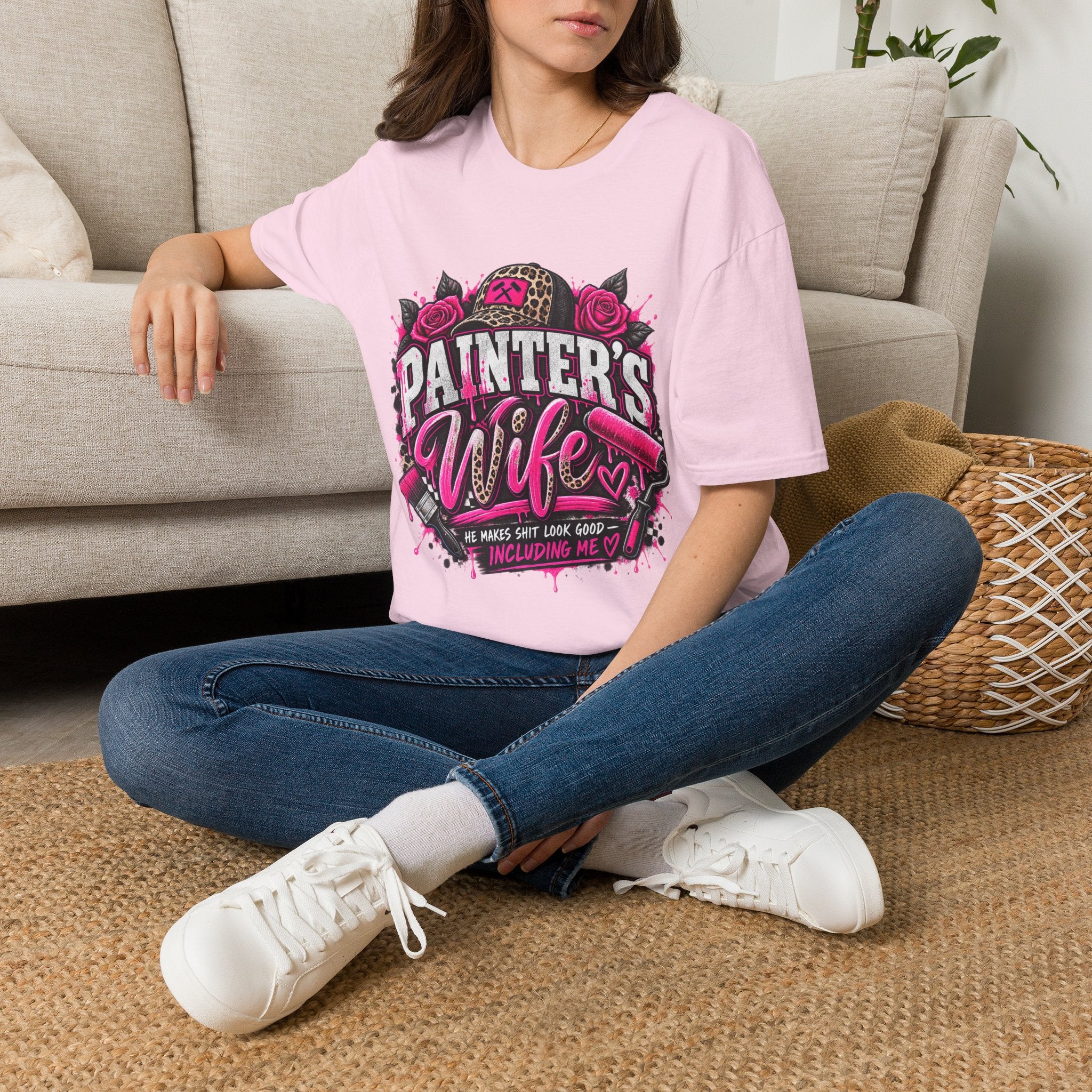Painter's Wife T-Shirt — Floral Skull & Leopard Print Artist Wife Tee