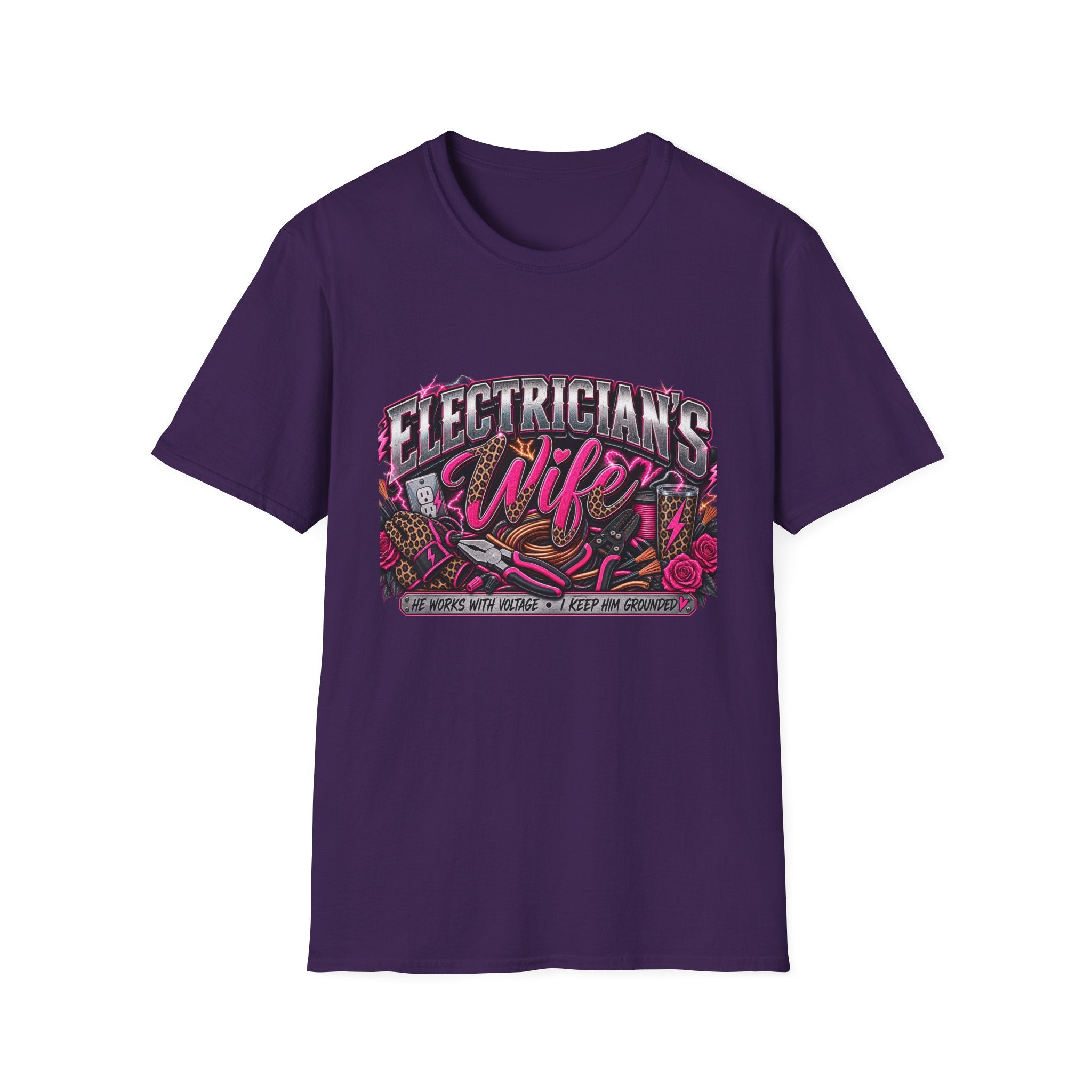 Electrician's Wife T-Shirt — Bold Pink Tradeswife Graphic Tee