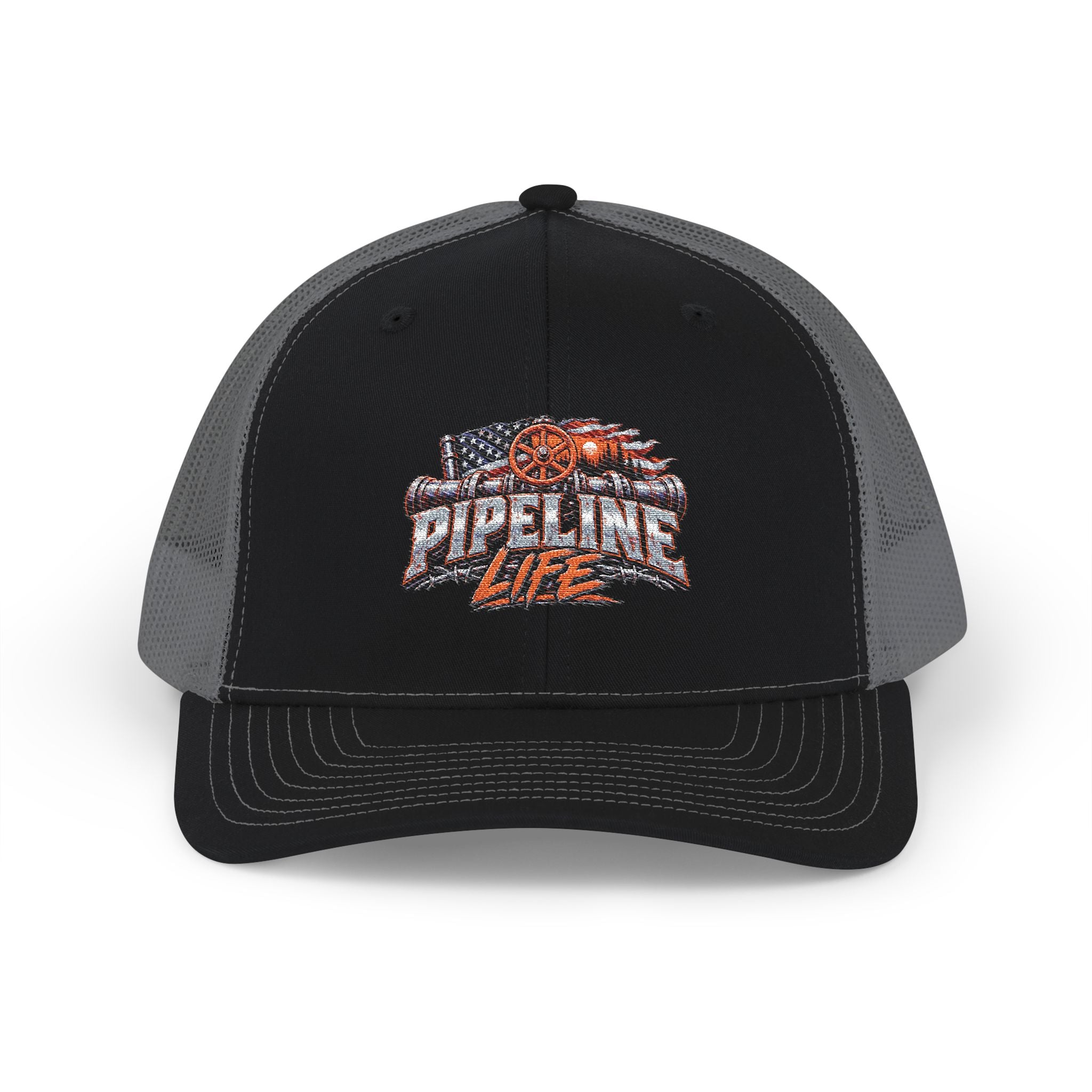 Lifeline Firefighter Trucker Hat — USA Flag Badge Snapback