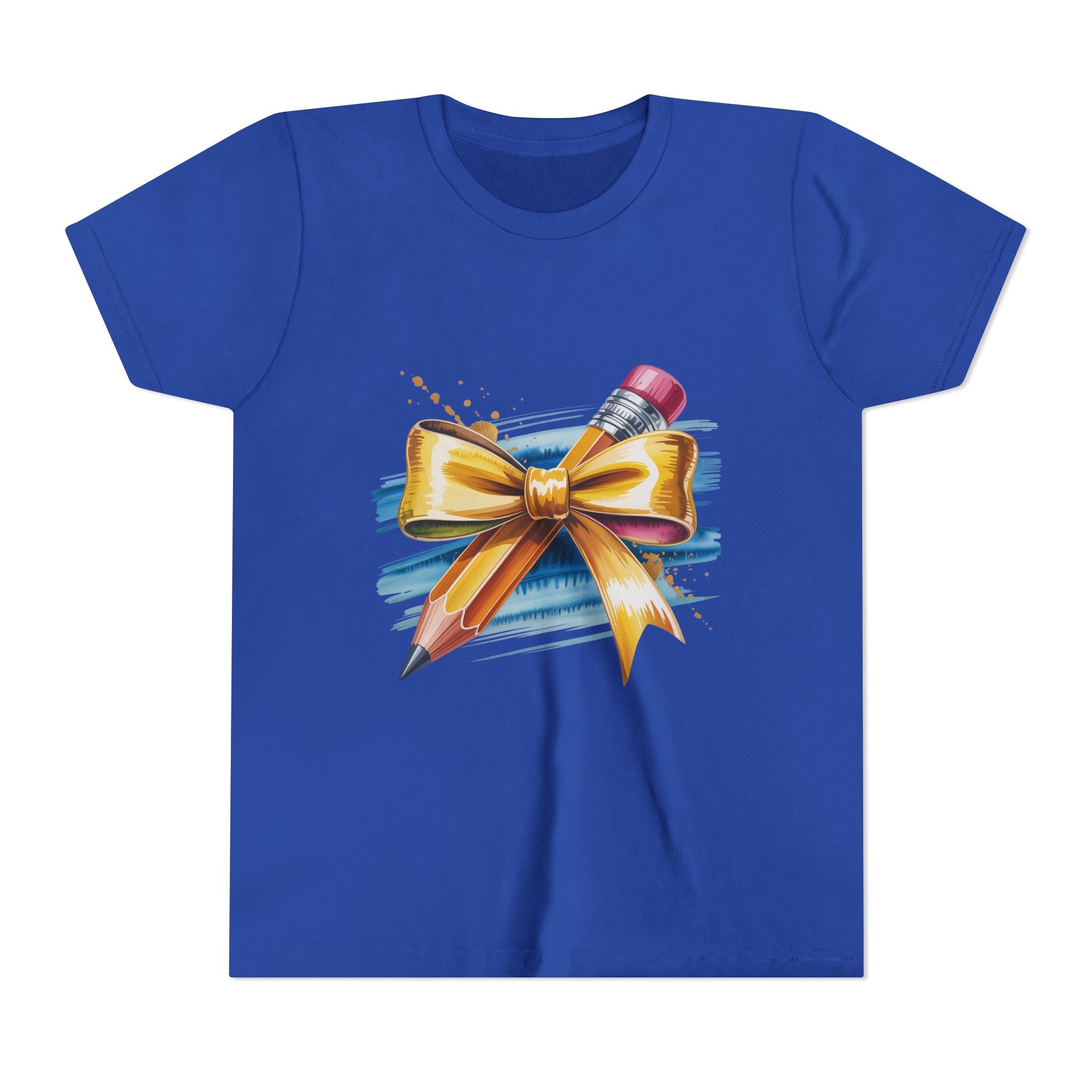 Youth Tee — Pencil with Gold Bow Back-to-School
