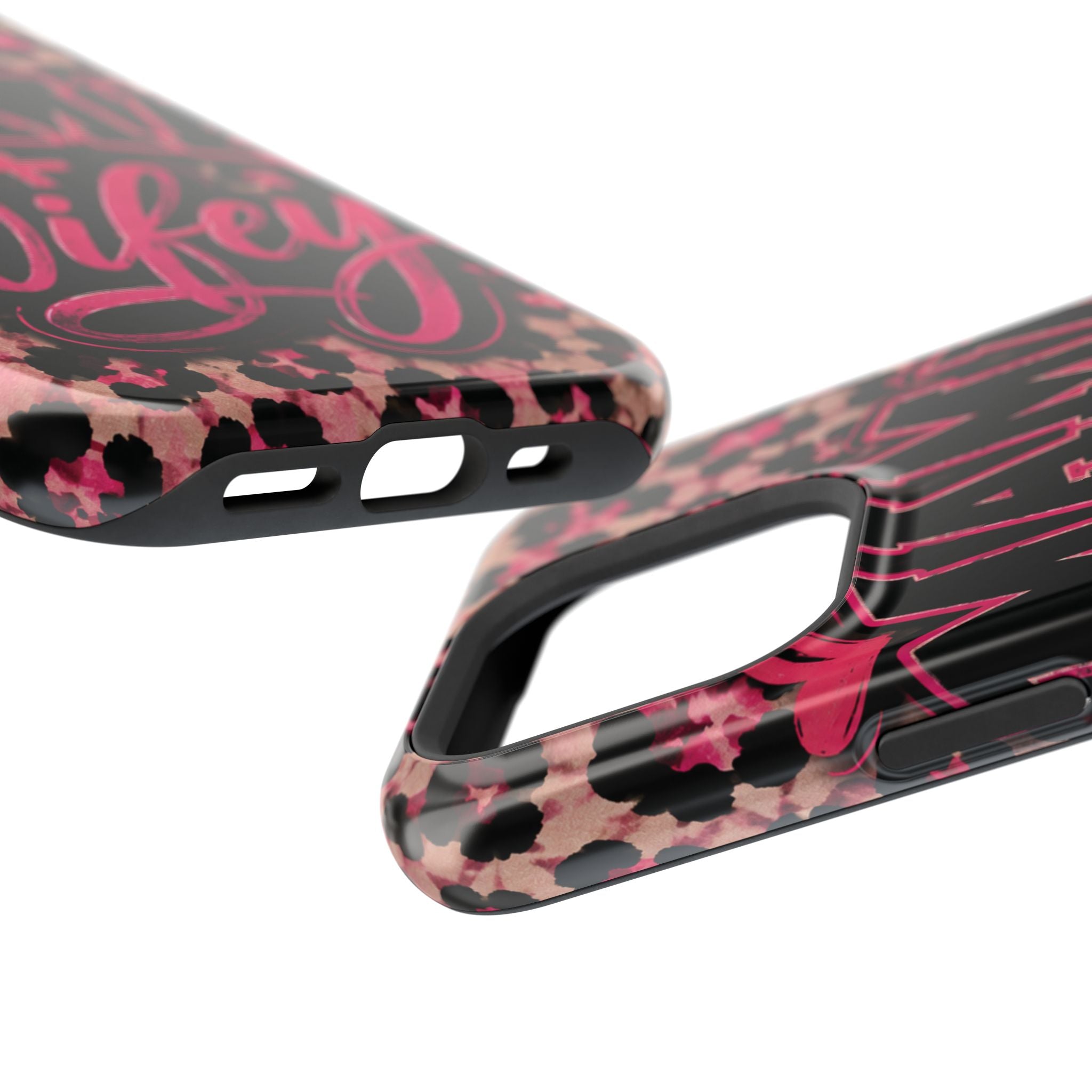 Phone Case — Pink Leopard "Mama Wifey" Magnetic Impact-Resistant Case