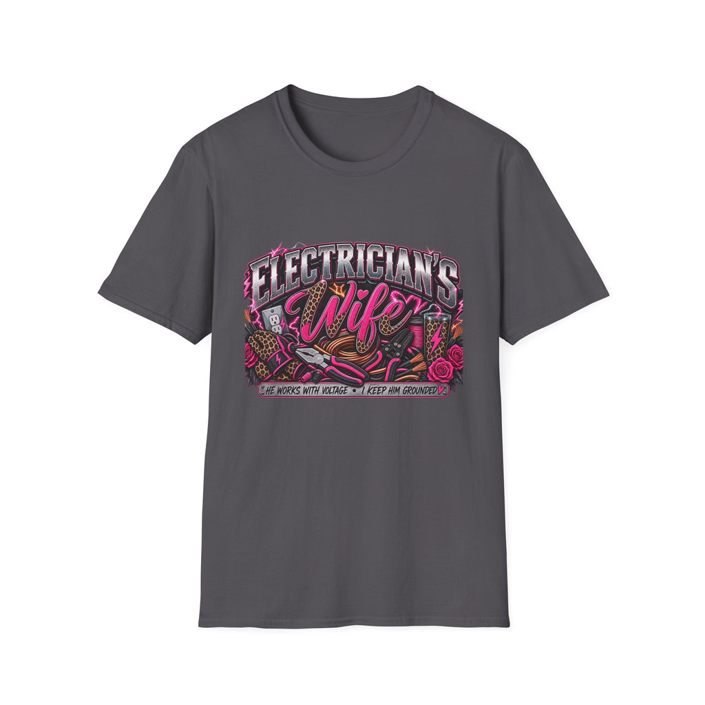 Electrician's Wife T-Shirt — Bold Pink Tradeswife Graphic Tee