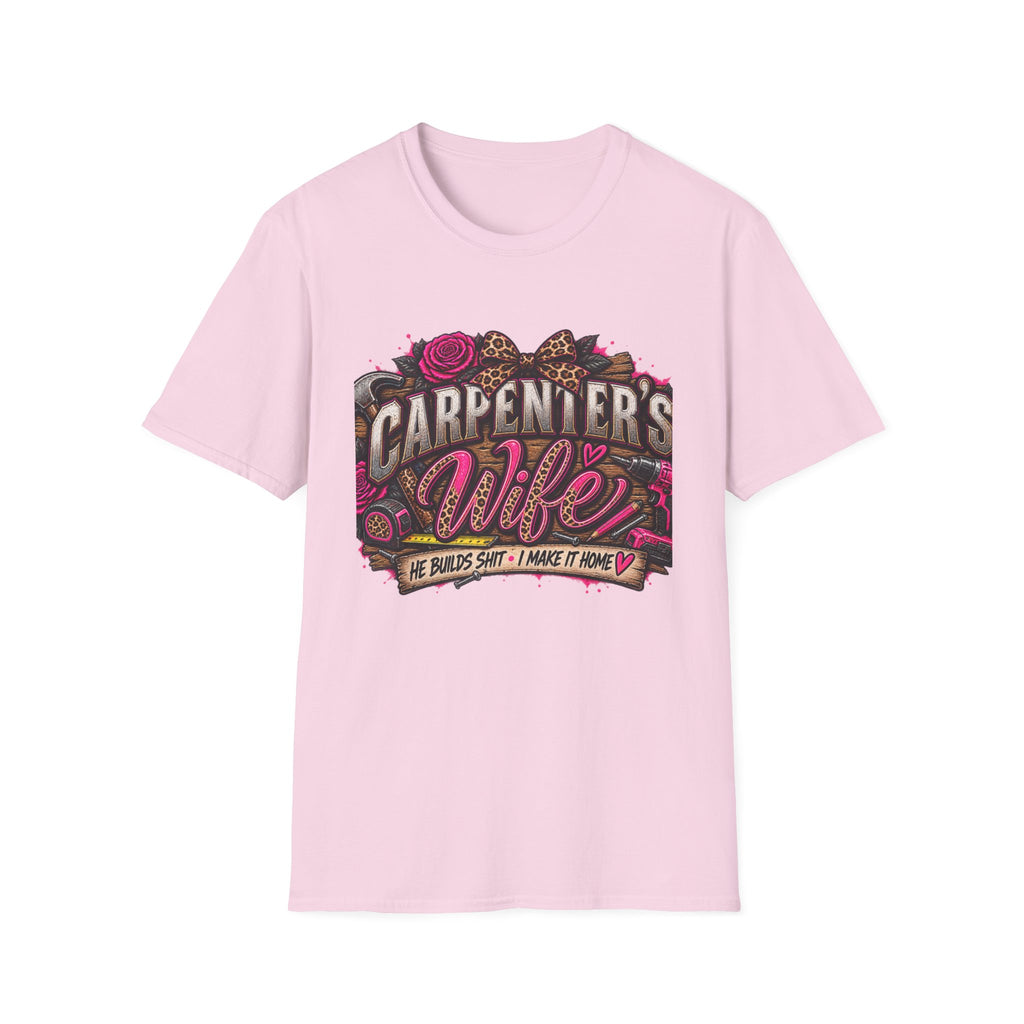 Carpenter's Wife T-Shirt — Floral Leopard Heart Design