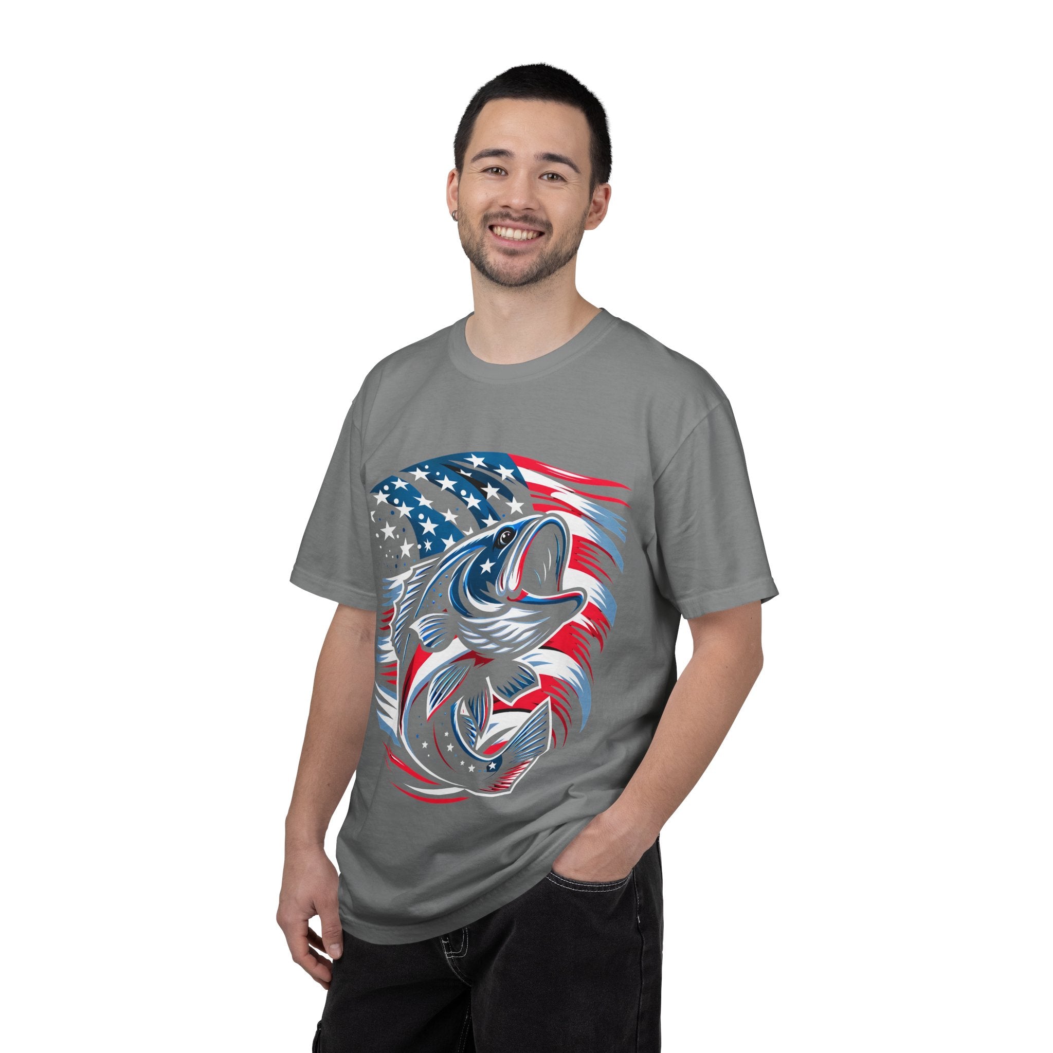 American Flag Bass T-Shirt — Patriotic Fishing Tee