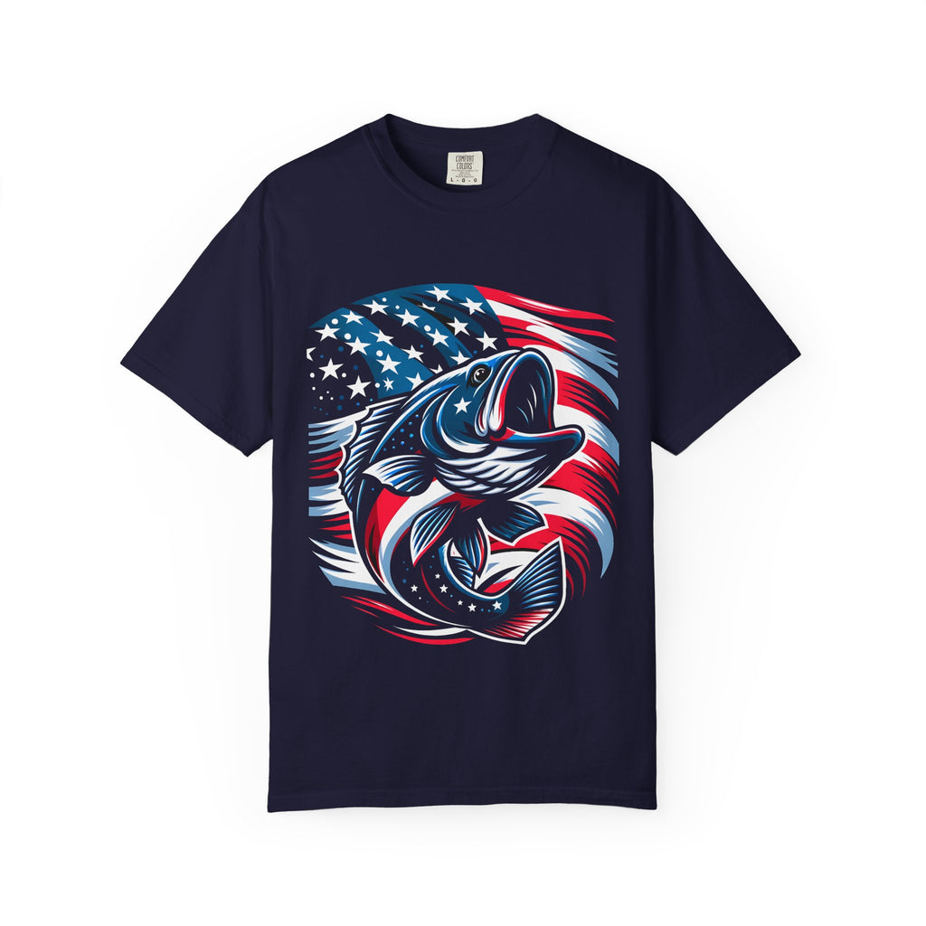 American Flag Bass T-Shirt — Patriotic Fishing Tee