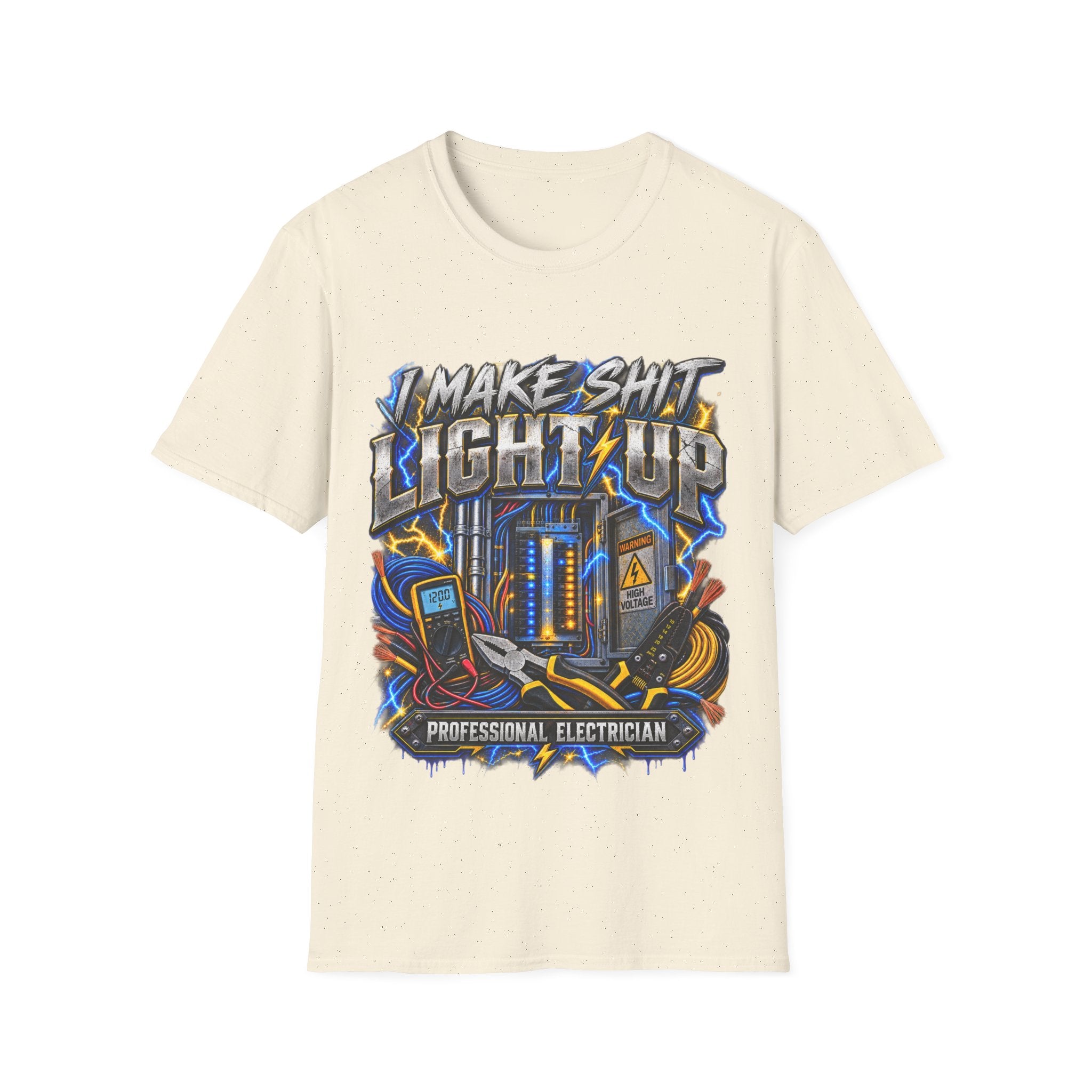 Electrician T-Shirt — "I Make Shit Light Up" Graphic Tee