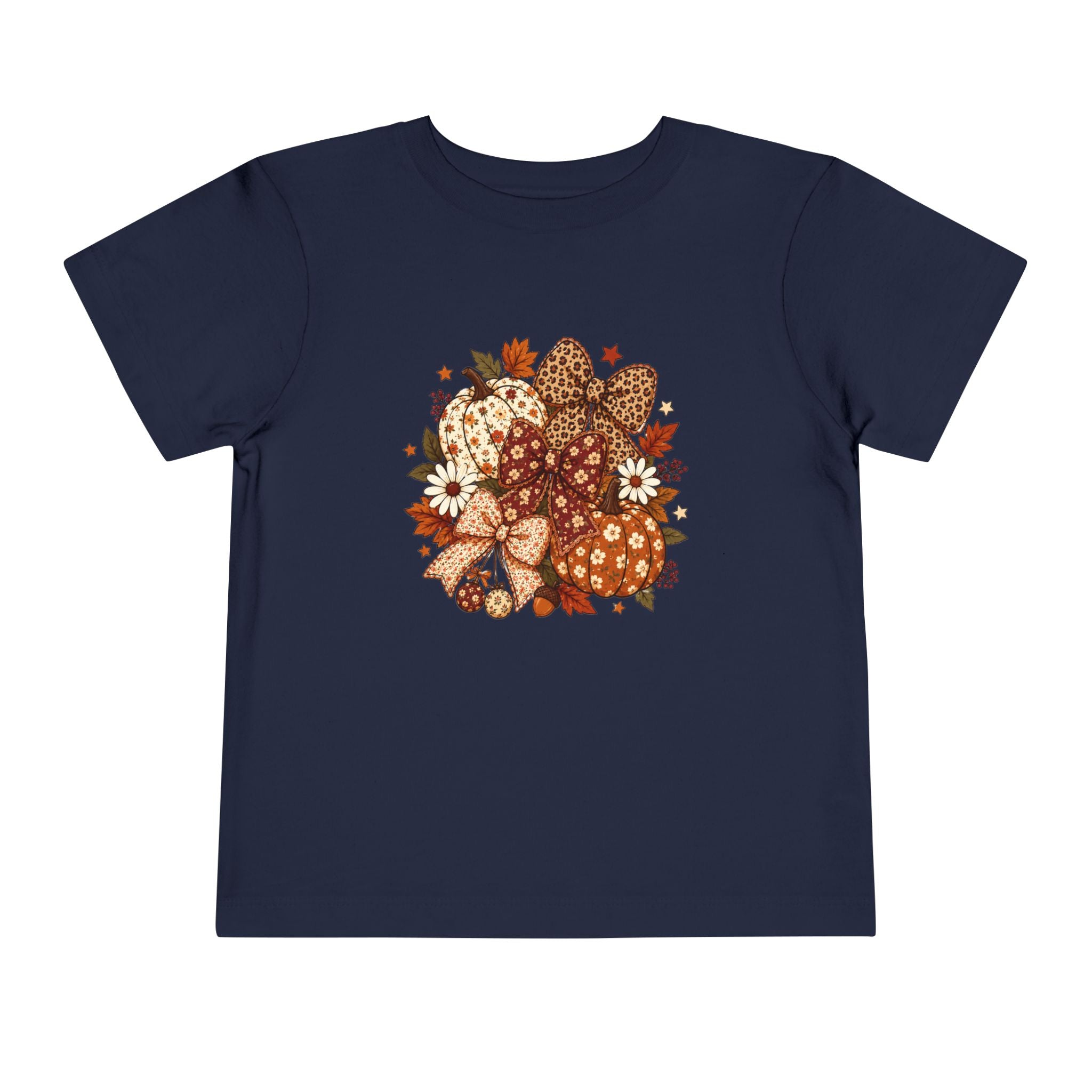 Toddler Tee — Autumn Leopard Floral Pumpkins Fall Bouquet