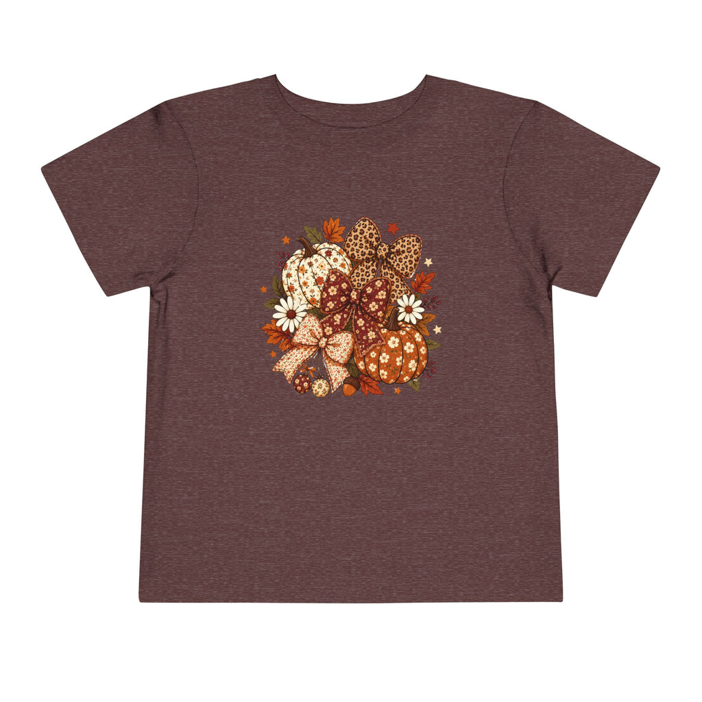 Toddler Tee — Autumn Leopard Floral Pumpkins Fall Bouquet