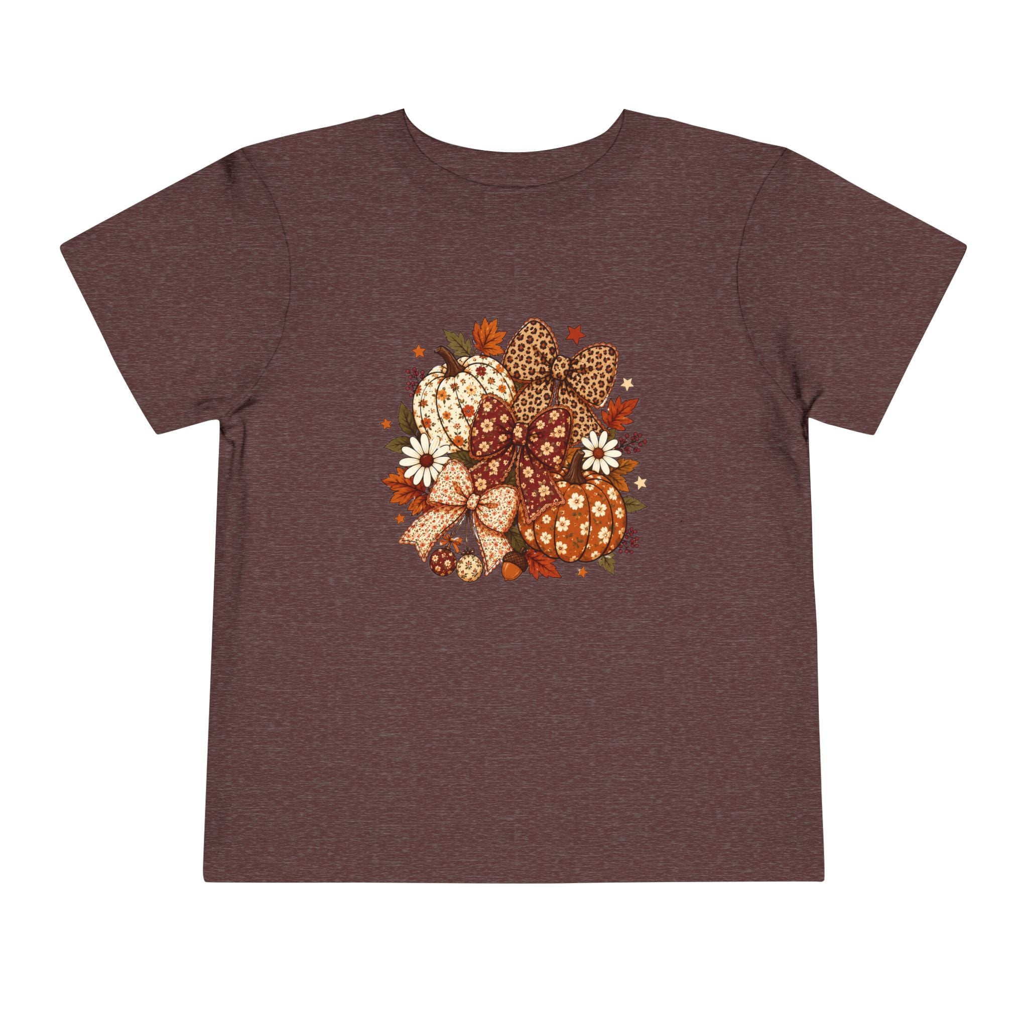 Toddler Tee — Autumn Leopard Floral Pumpkins Fall Bouquet