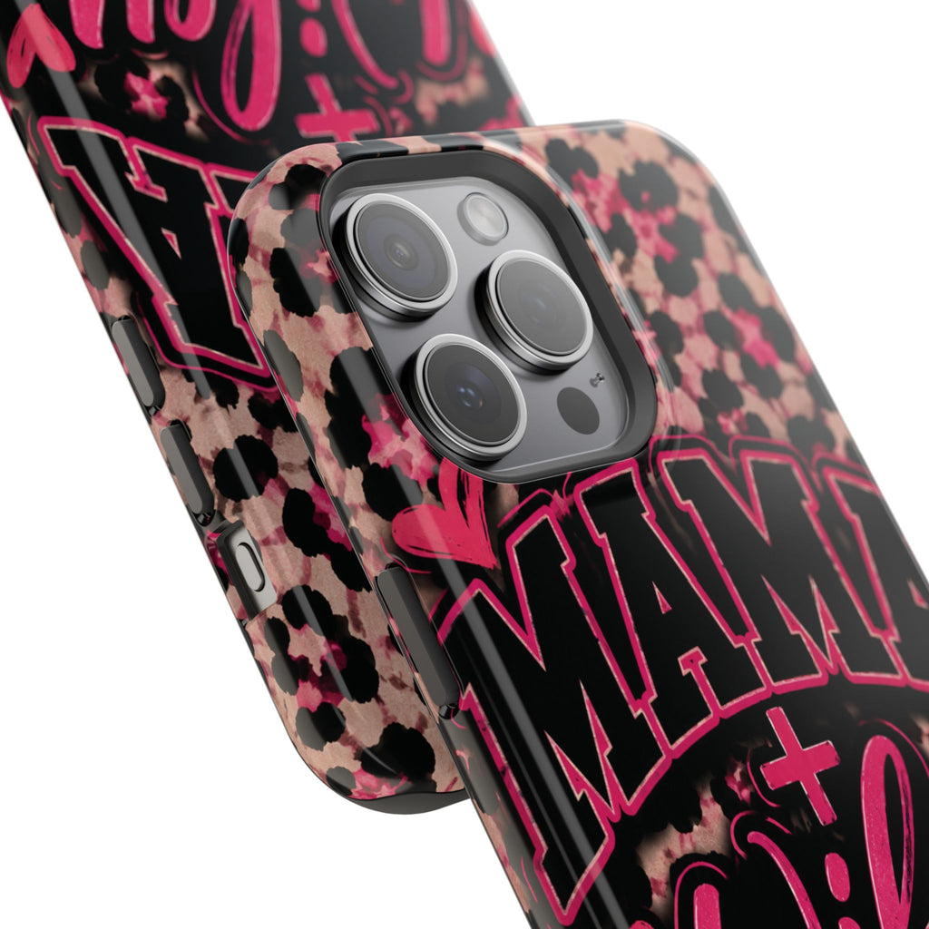 Phone Case — Pink Leopard "Mama Wifey" Magnetic Impact-Resistant Case