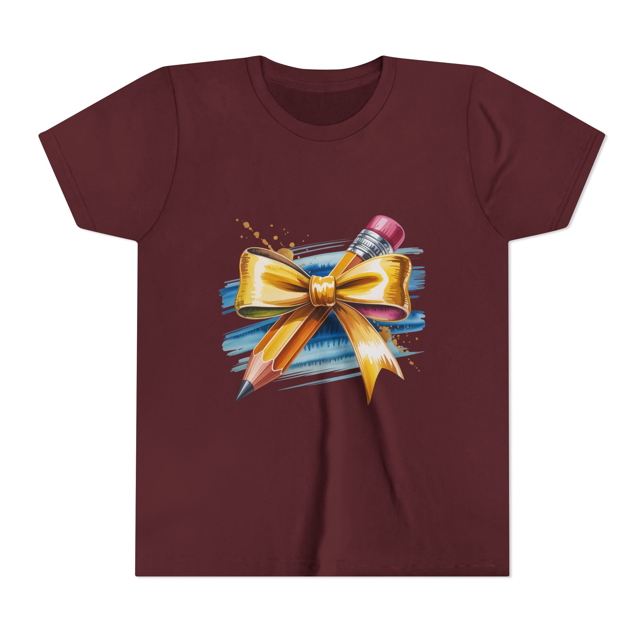 Youth Tee — Pencil with Gold Bow Back-to-School