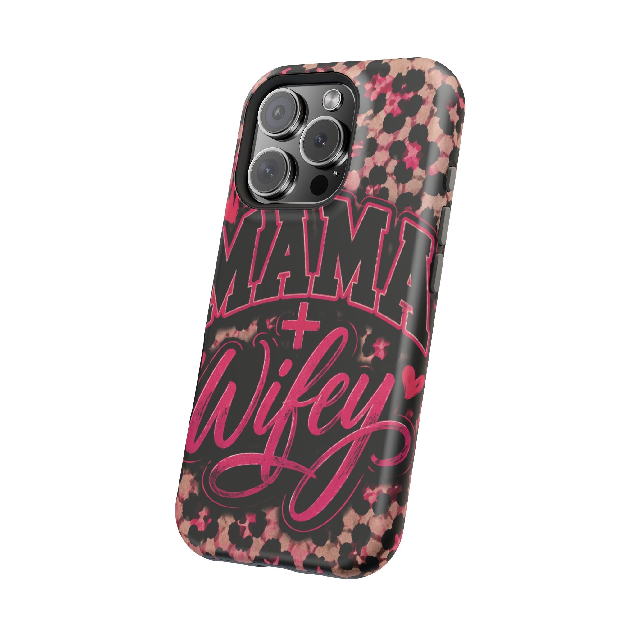 Phone Case — Pink Leopard "Mama Wifey" Magnetic Impact-Resistant Case