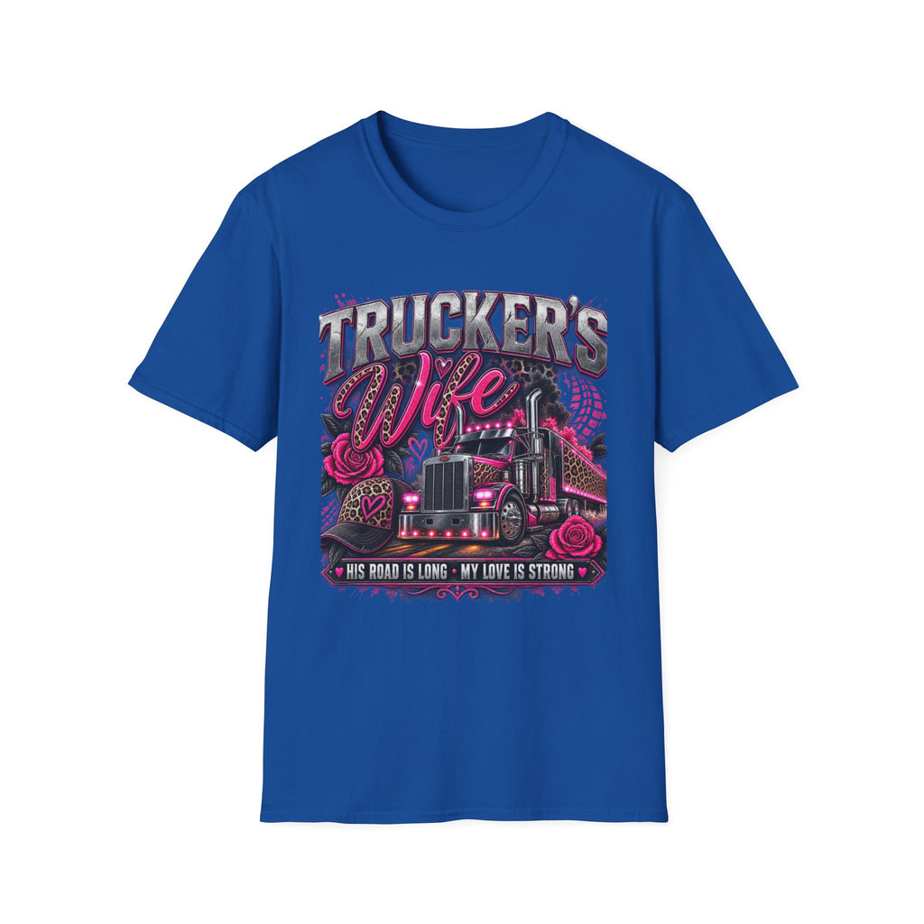Trucker's Wife T-Shirt — Pink Heart Truck Tee for Trucking Wives