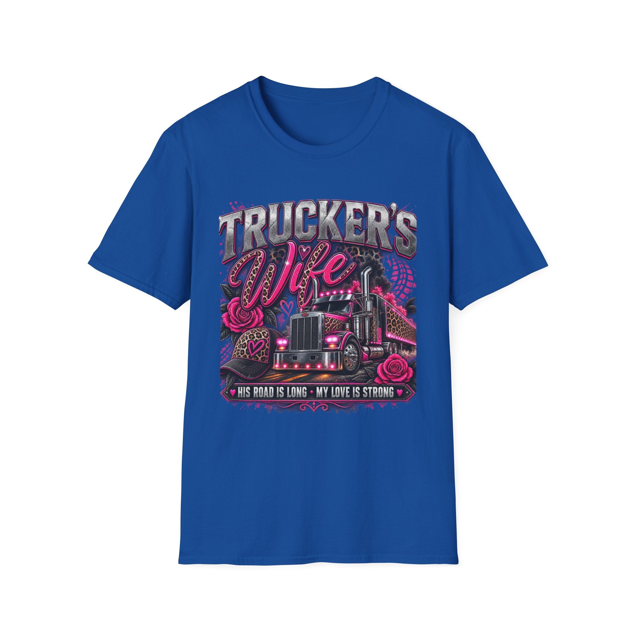 Trucker's Wife T-Shirt — Pink Heart Truck Tee for Trucking Wives