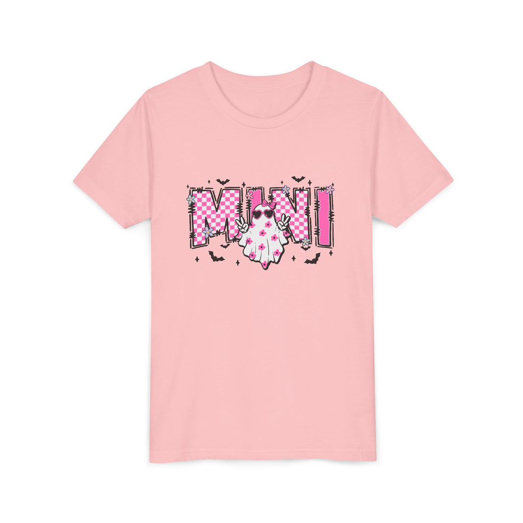 Youth Tee – 'Mimi' Pink Checker Ghost Graphic Kids Shirt