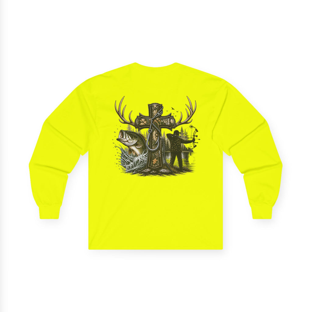 Long Sleeve Tee — Fisherman Cross & Bass Graphic